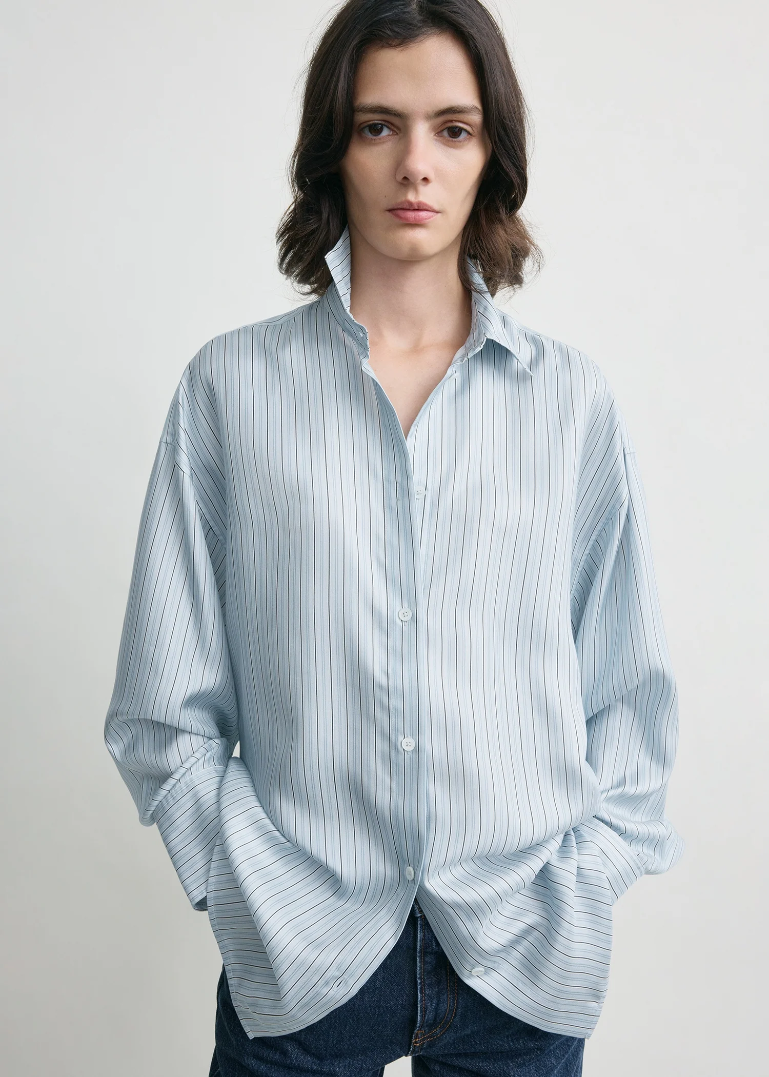 Oversized striped shirt ice/white - Image 4