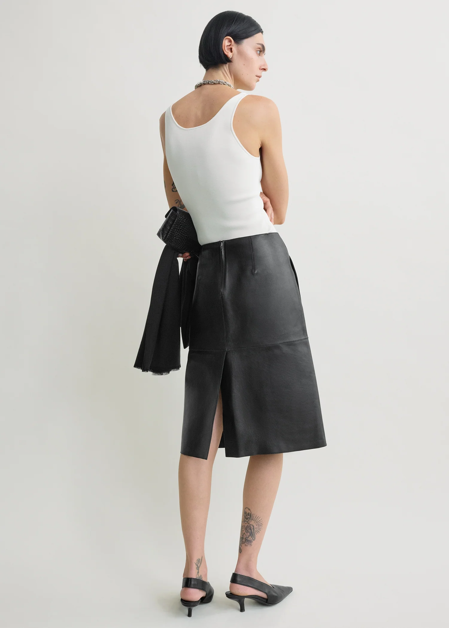 Paneled leather skirt black - Image 3