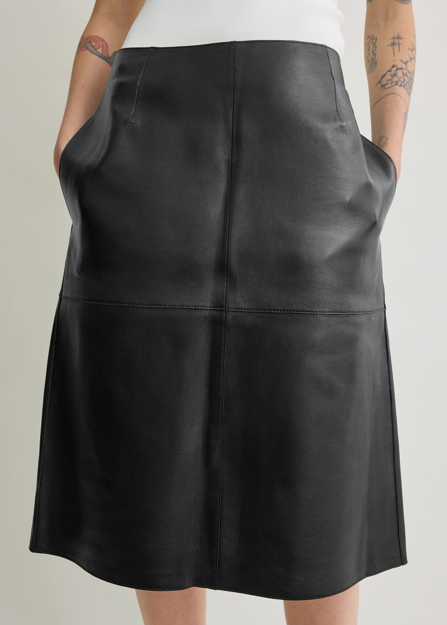 Paneled leather skirt black - Image 4