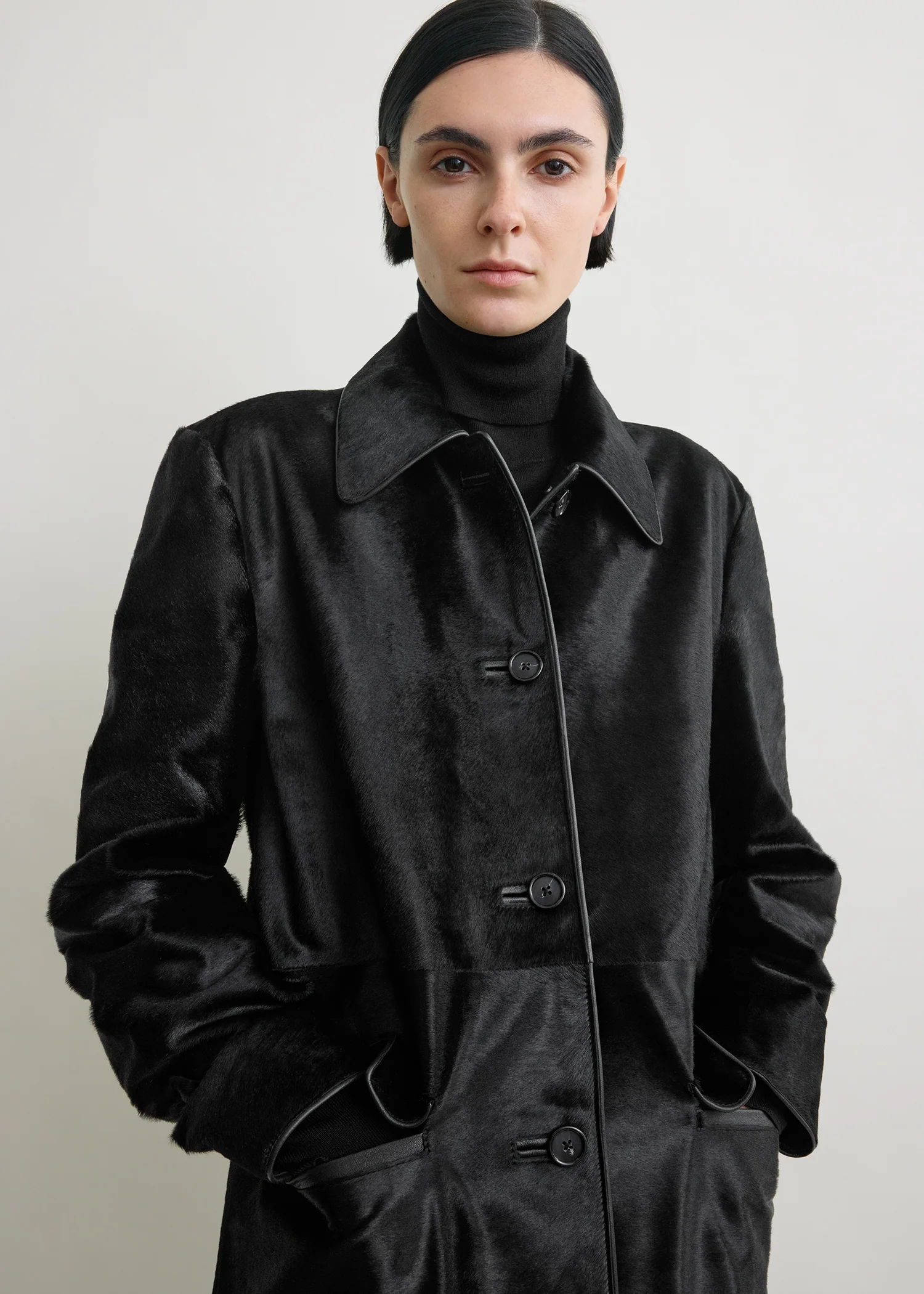 Pony hair coat black - Image 4