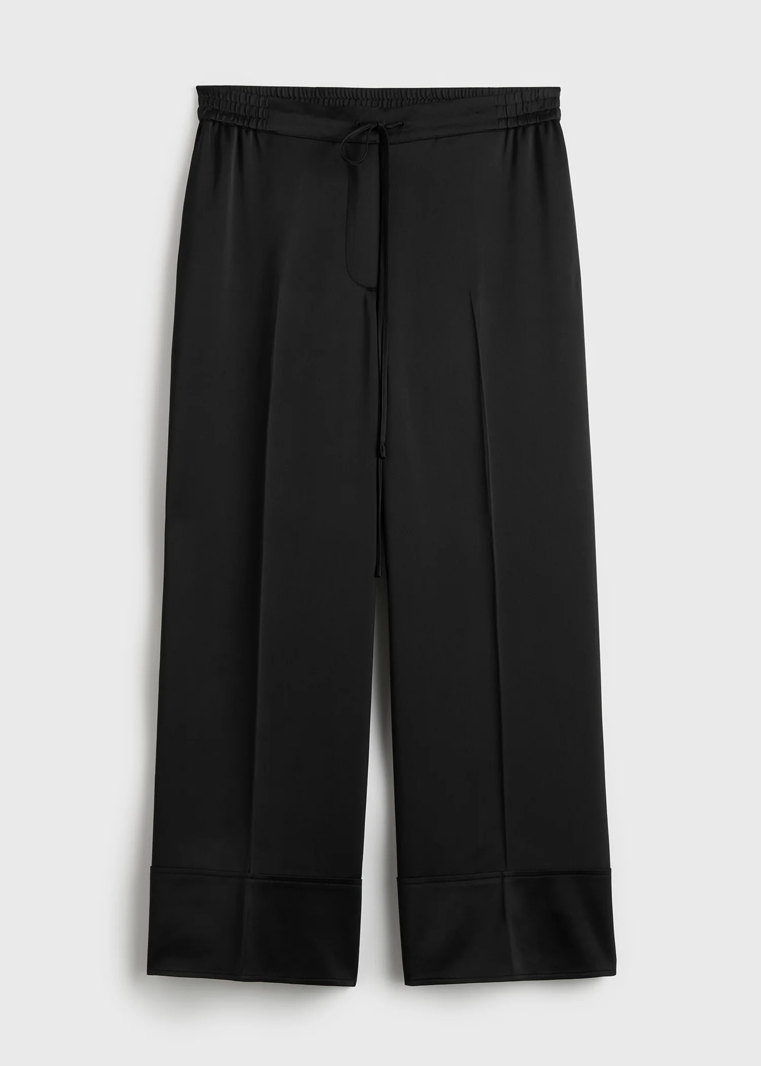 Satin drawstring trousers black - Image 5