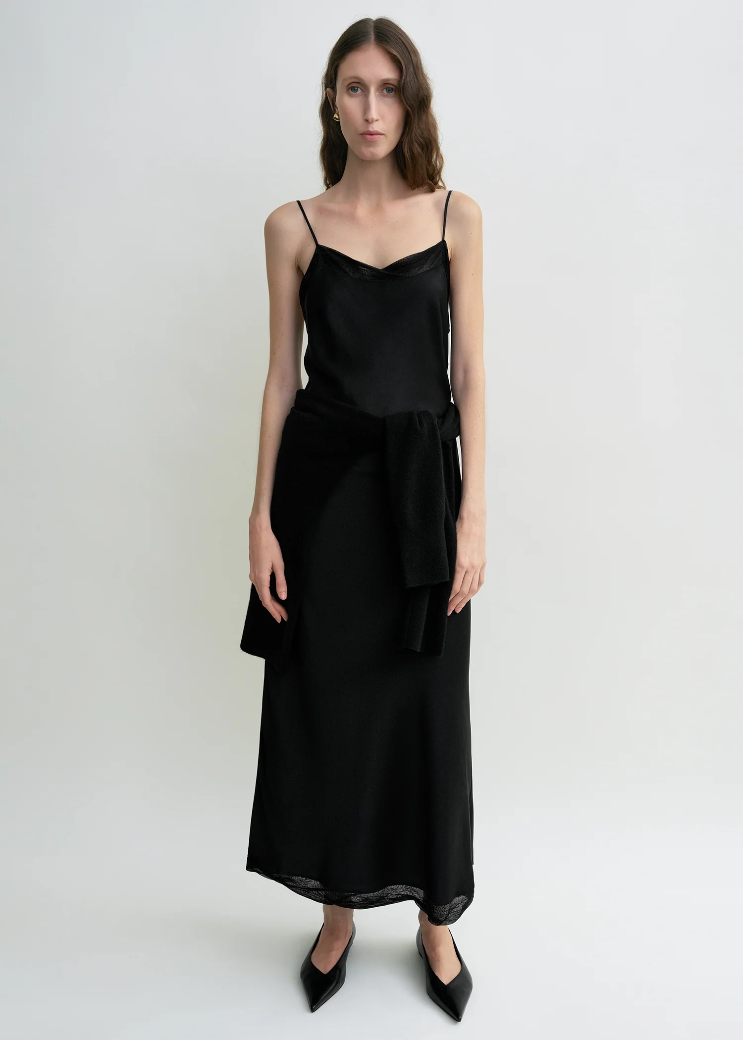 Satin slip dress black - Image 3