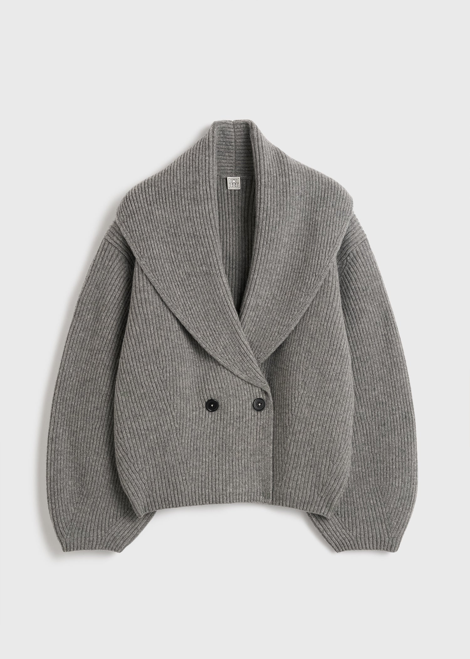 Shawl-lapel cardigan mid grey - Image 5