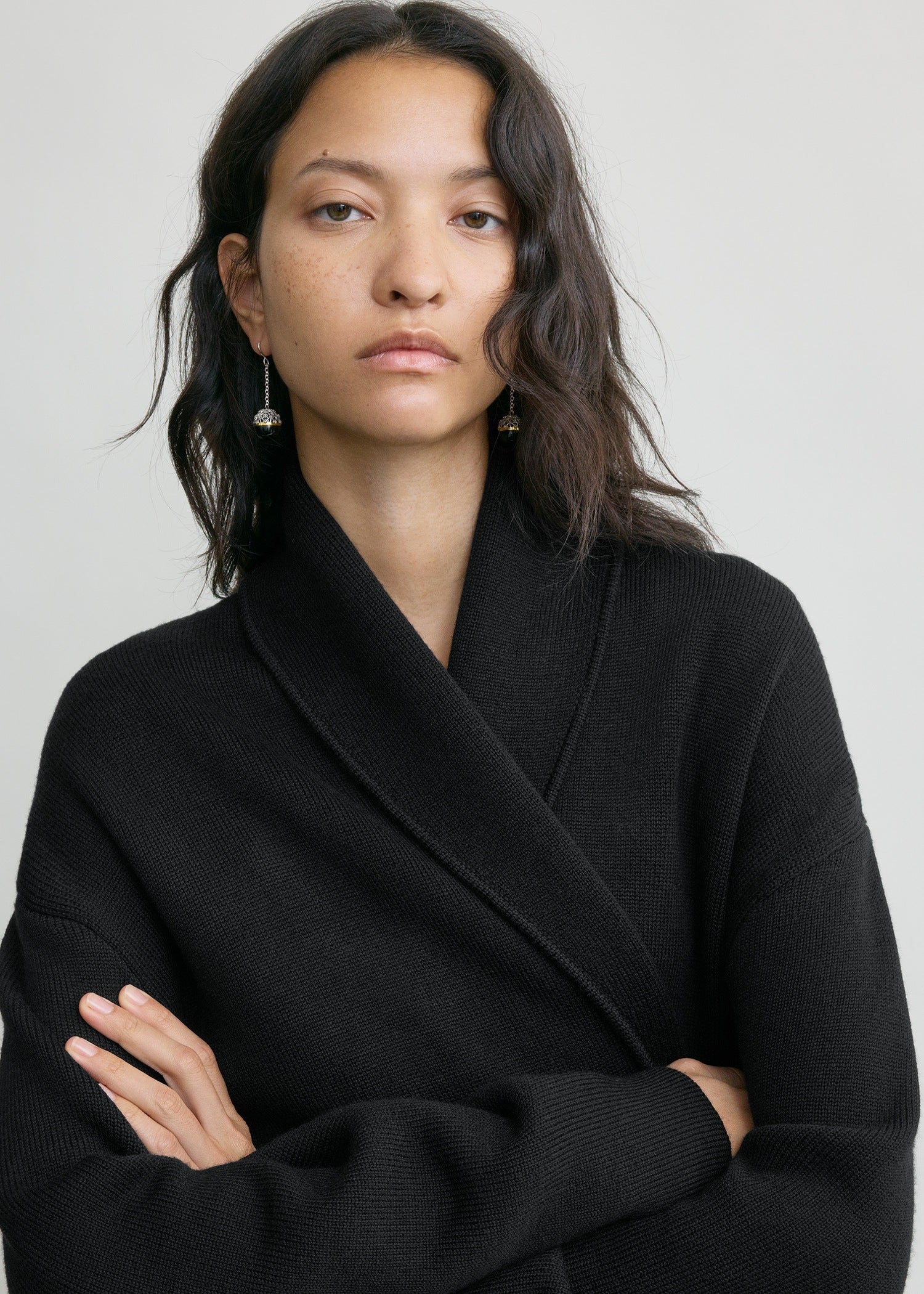 Shawl-lapel robe black - Image 5