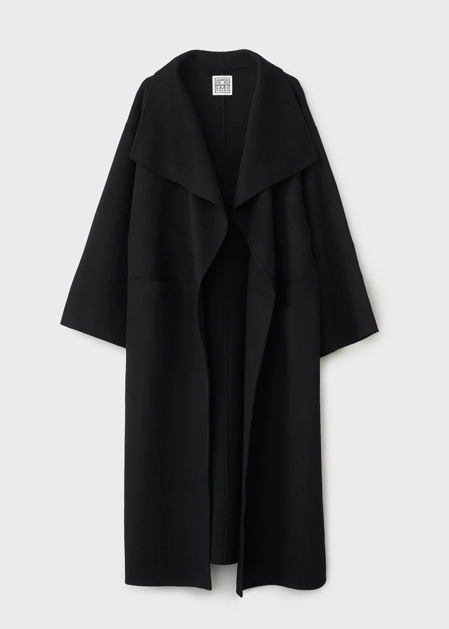 Signature wool cashmere coat black - Image 6