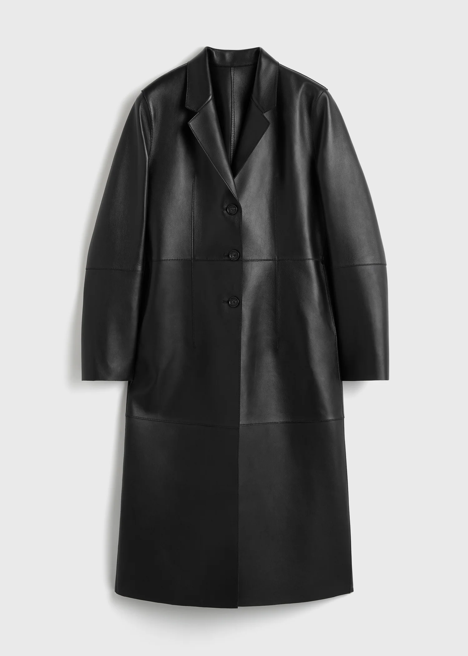 Slim leather coat black - Image 5