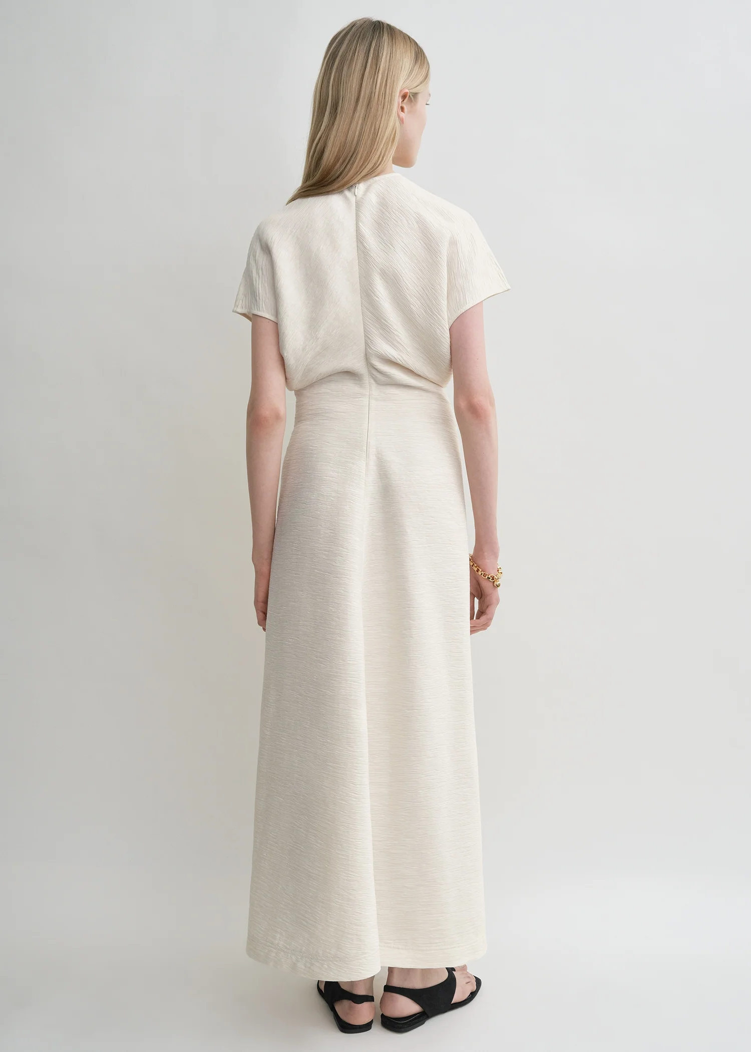 Slouch waist crinkled dress cream - Image 3