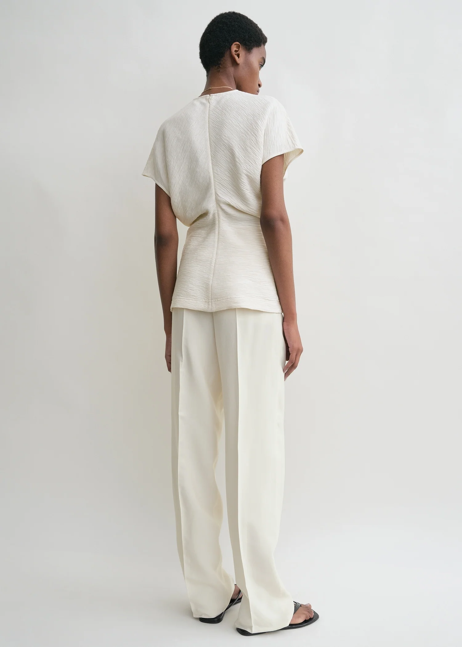 Slouch waist crinkled top cream - Image 3