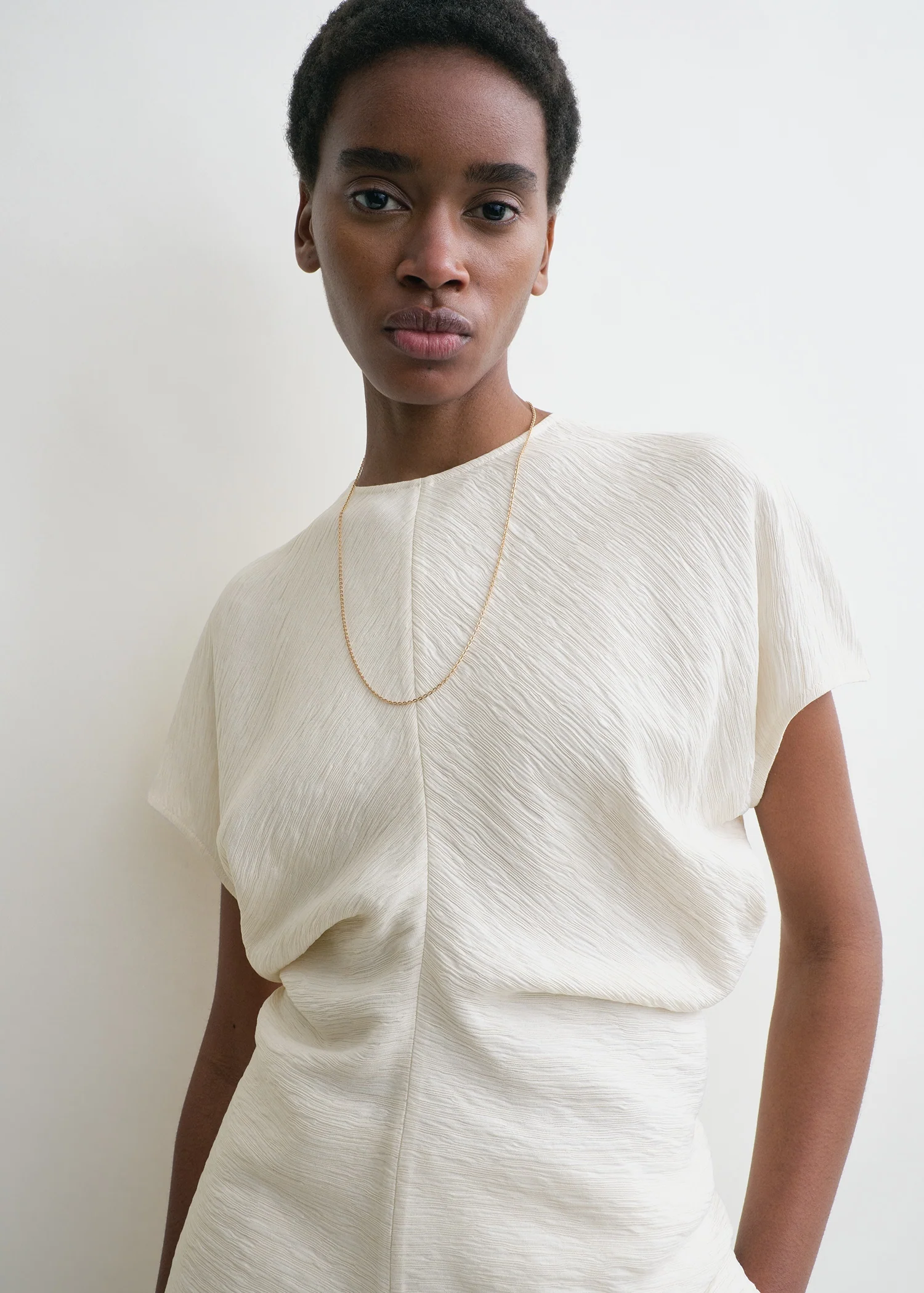 Slouch waist crinkled top cream - Image 4