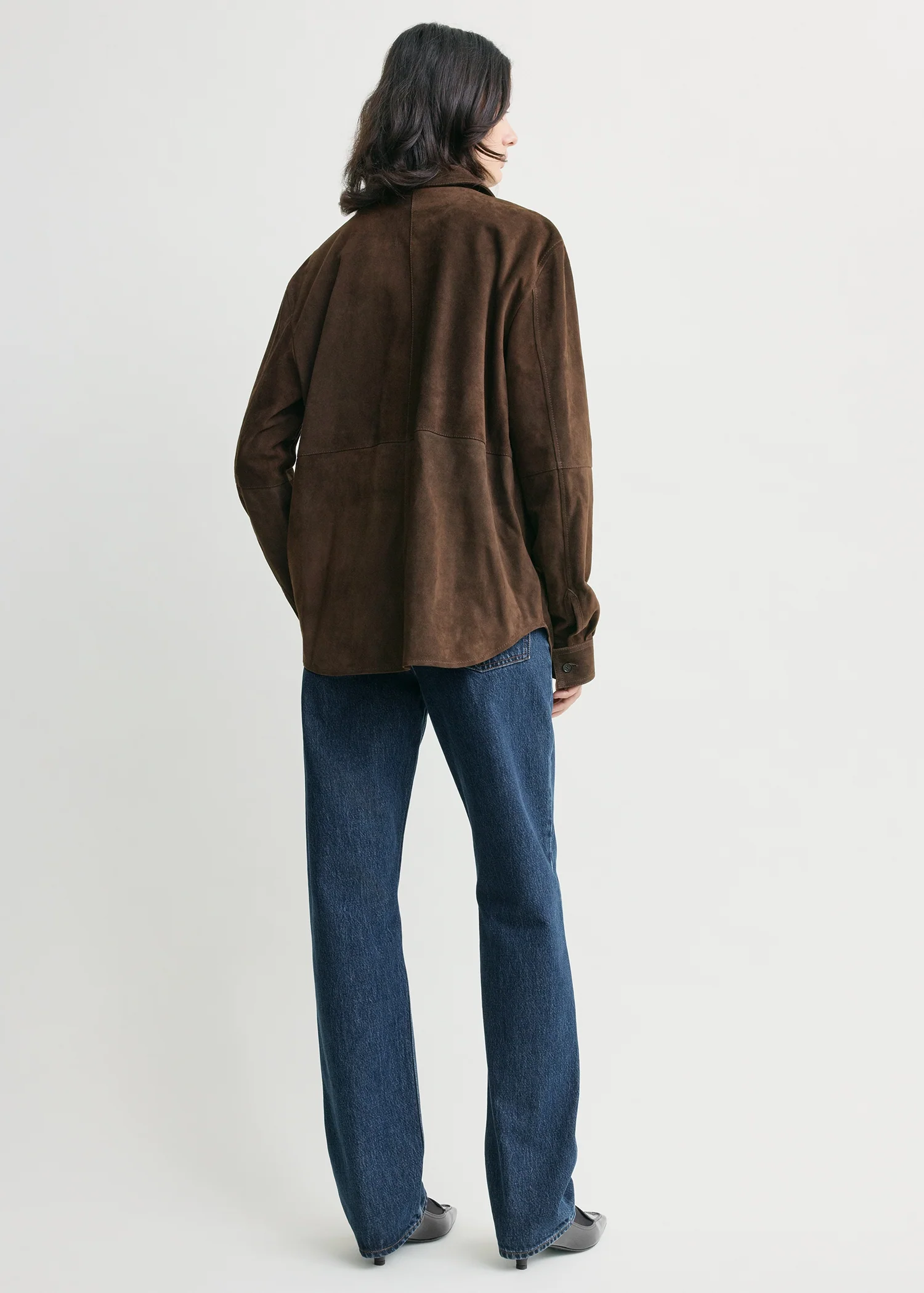 Soft suede overshirt bark - Image 3