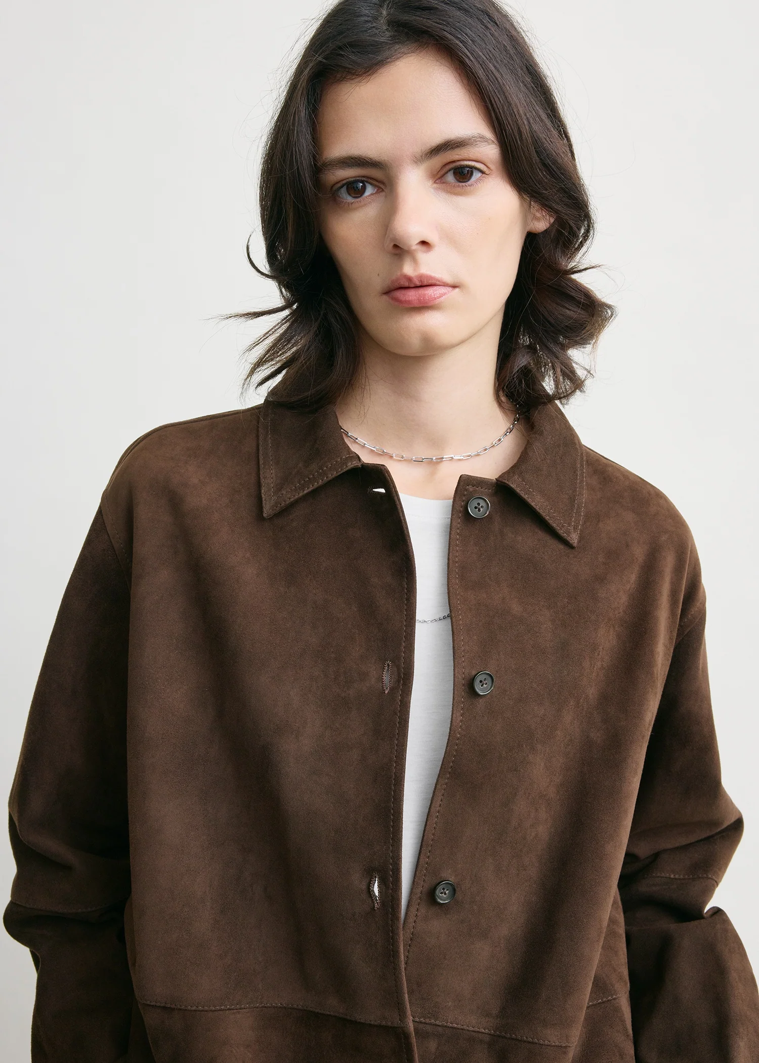 Soft suede overshirt bark - Image 4