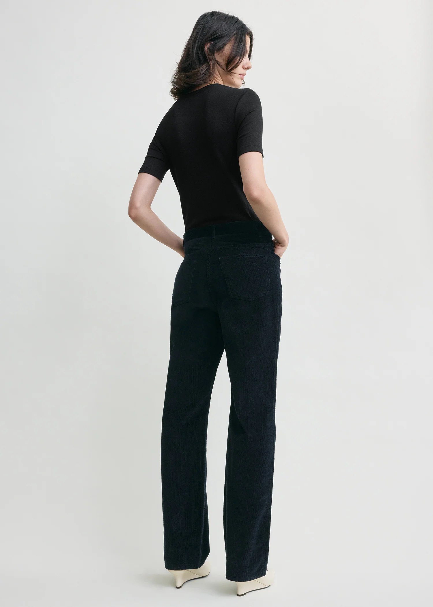 Straight cord trousers navy - Image 3