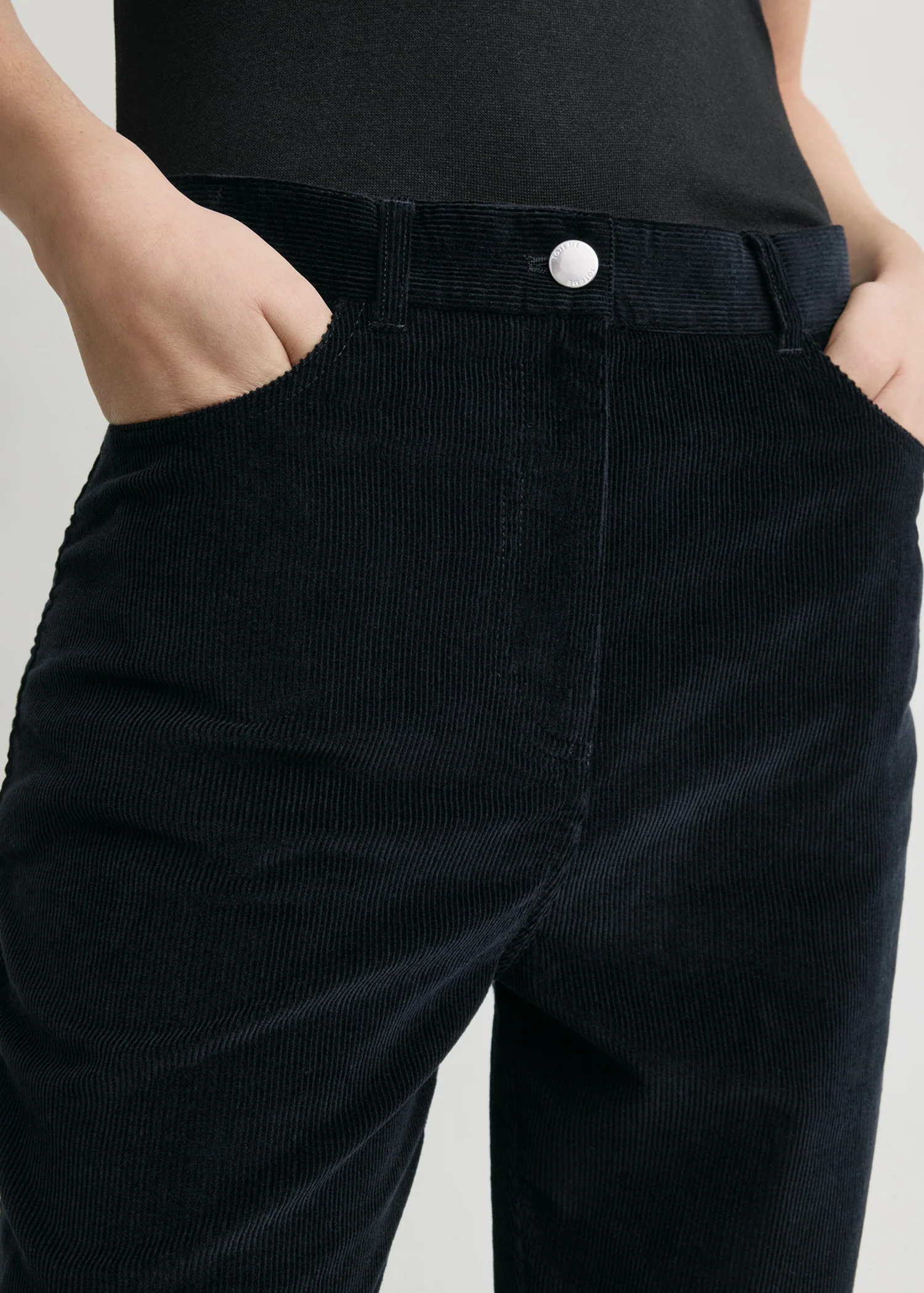 Straight cord trousers navy - Image 4
