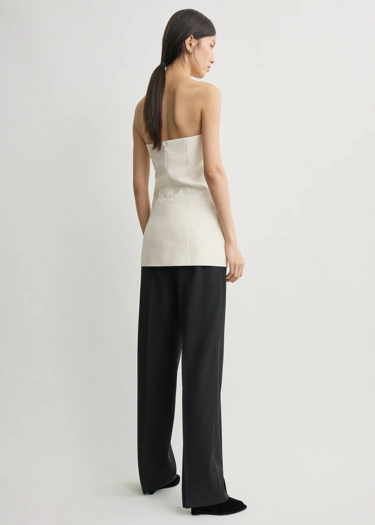 Strapless crepe pocket top ecru - Image 3