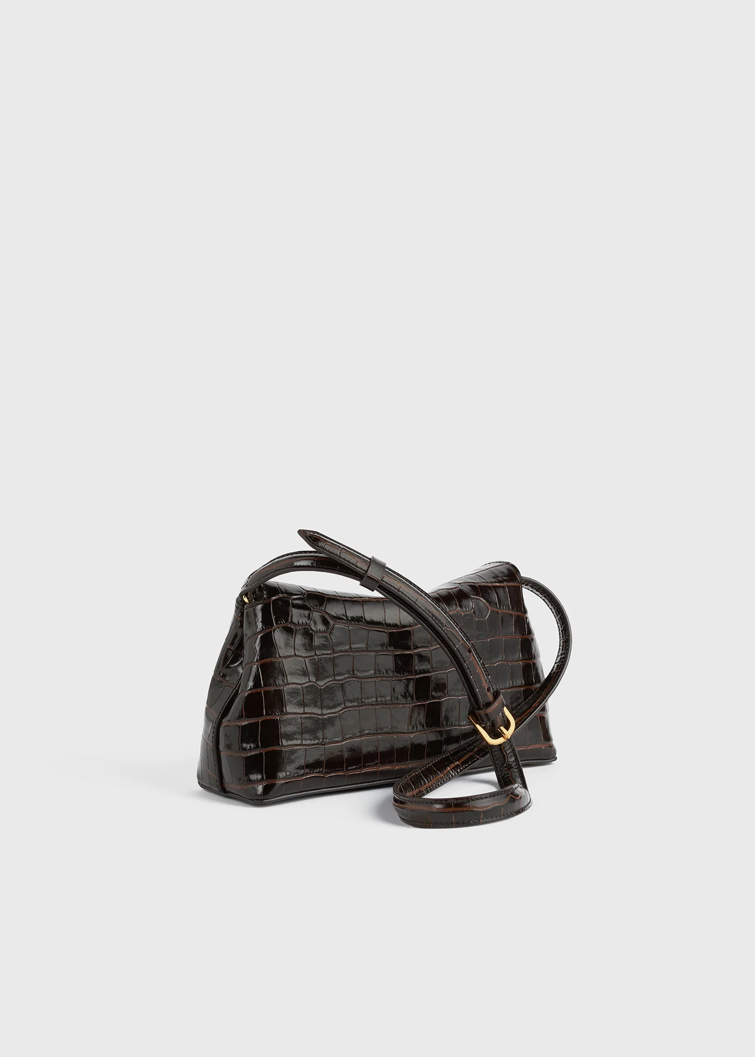 T-lock croco-embossed clutch dark brown - Image 4