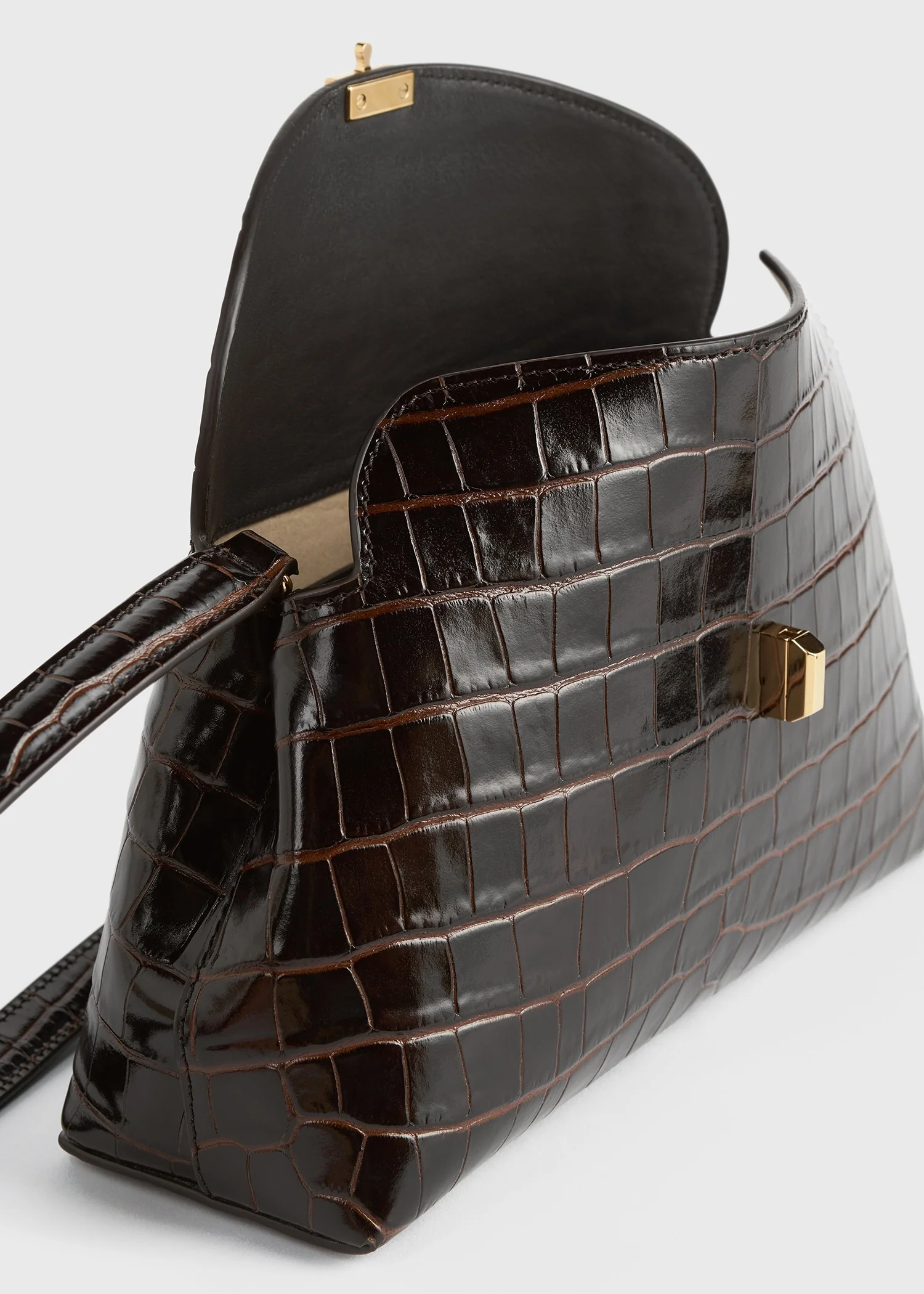 T-lock croco-embossed clutch dark brown - Image 5