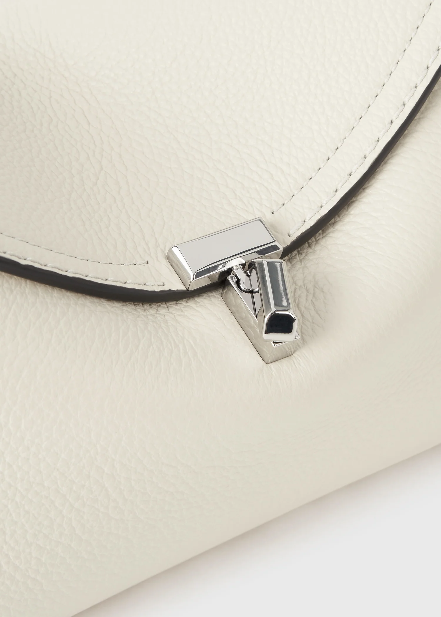 T-lock grained-leather clutch milk - Image 8