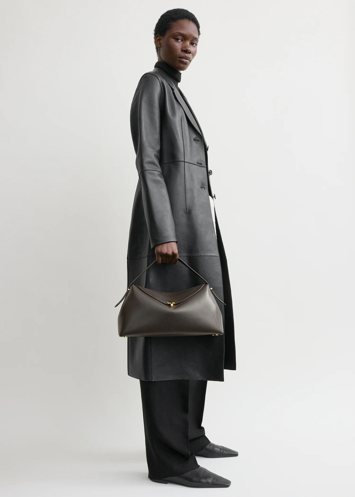 T-lock leather top handle bark - Image 3