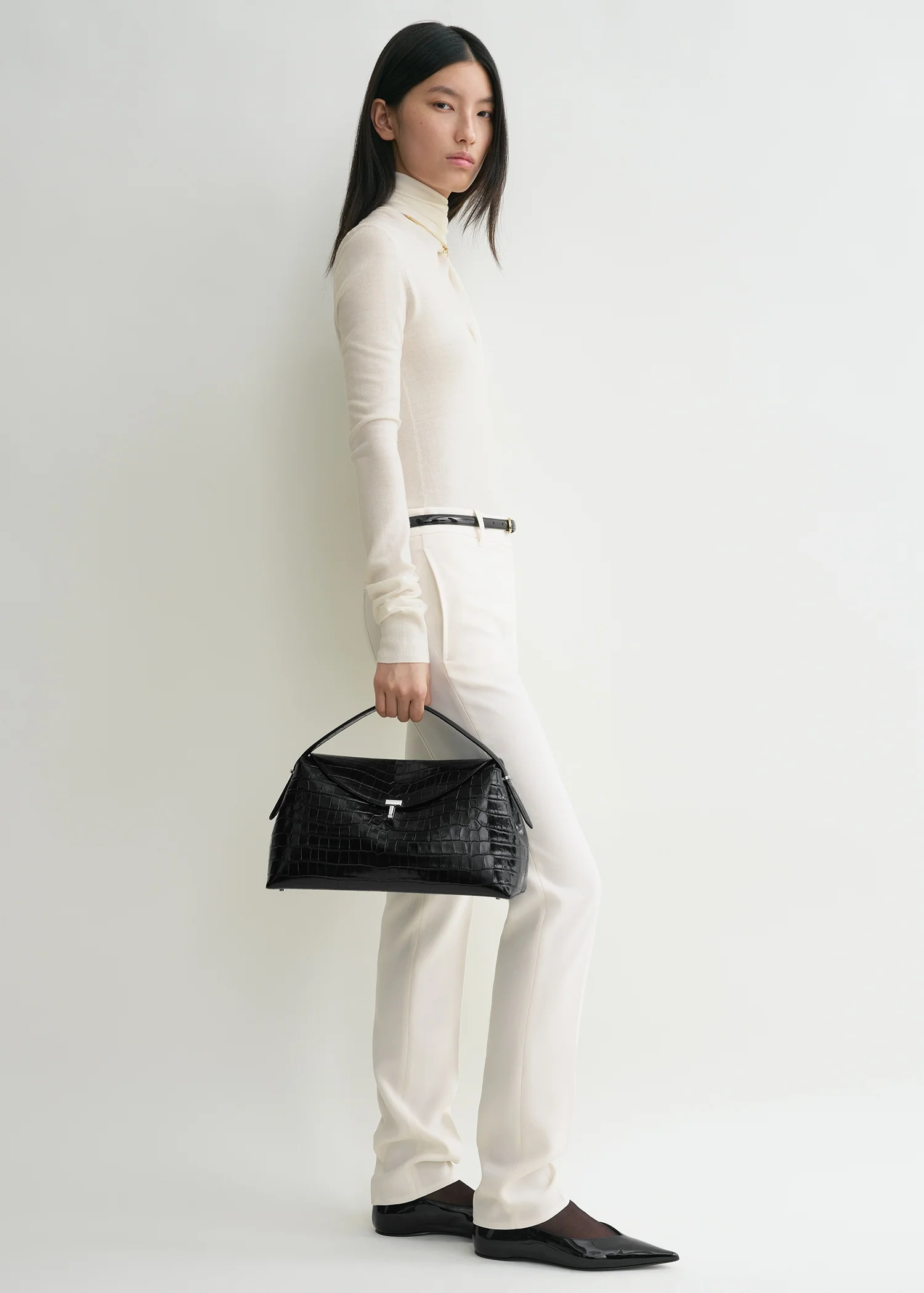 T-lock croco-embossed top handle black - Image 3