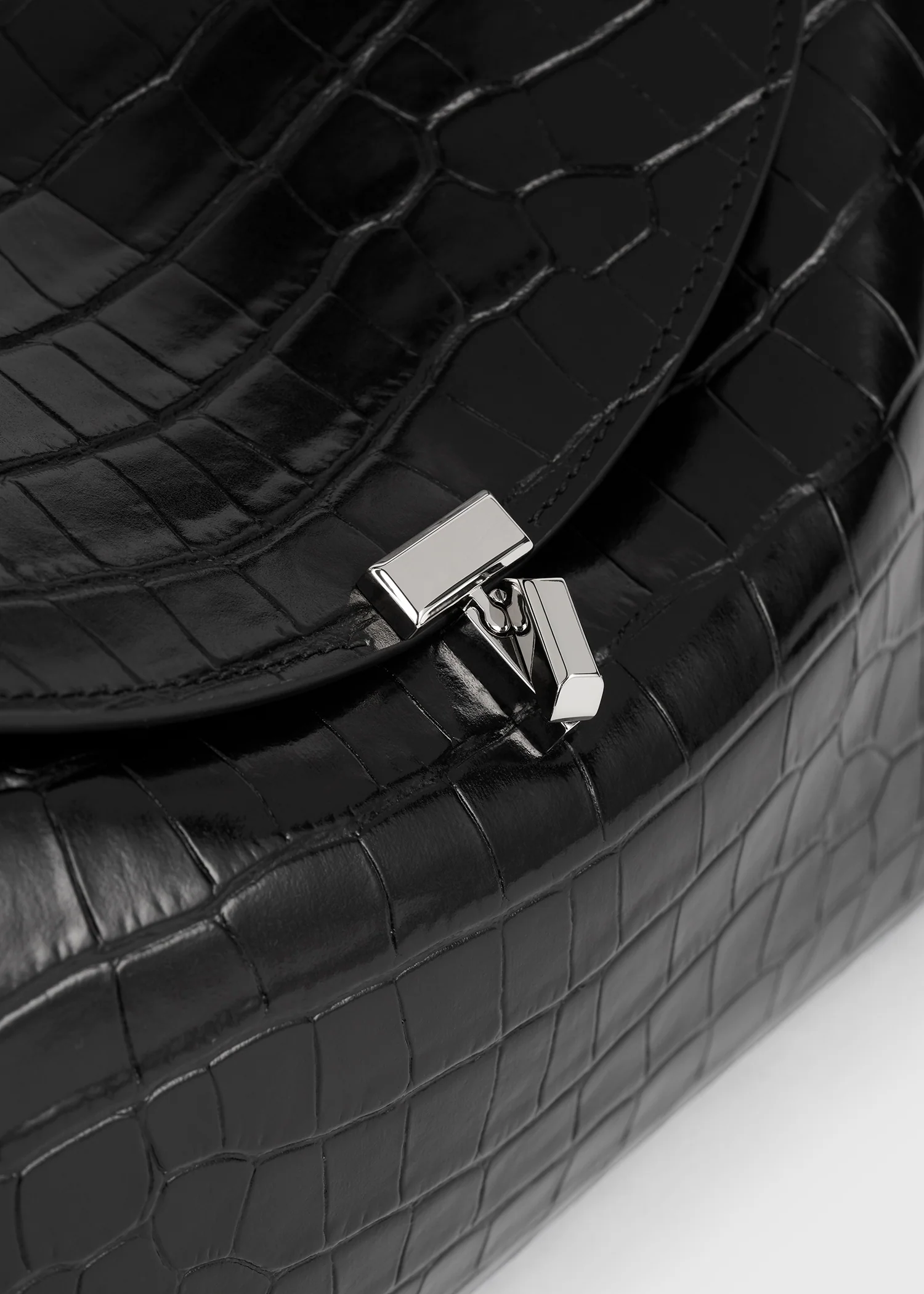 T-lock croco-embossed top handle black - Image 9