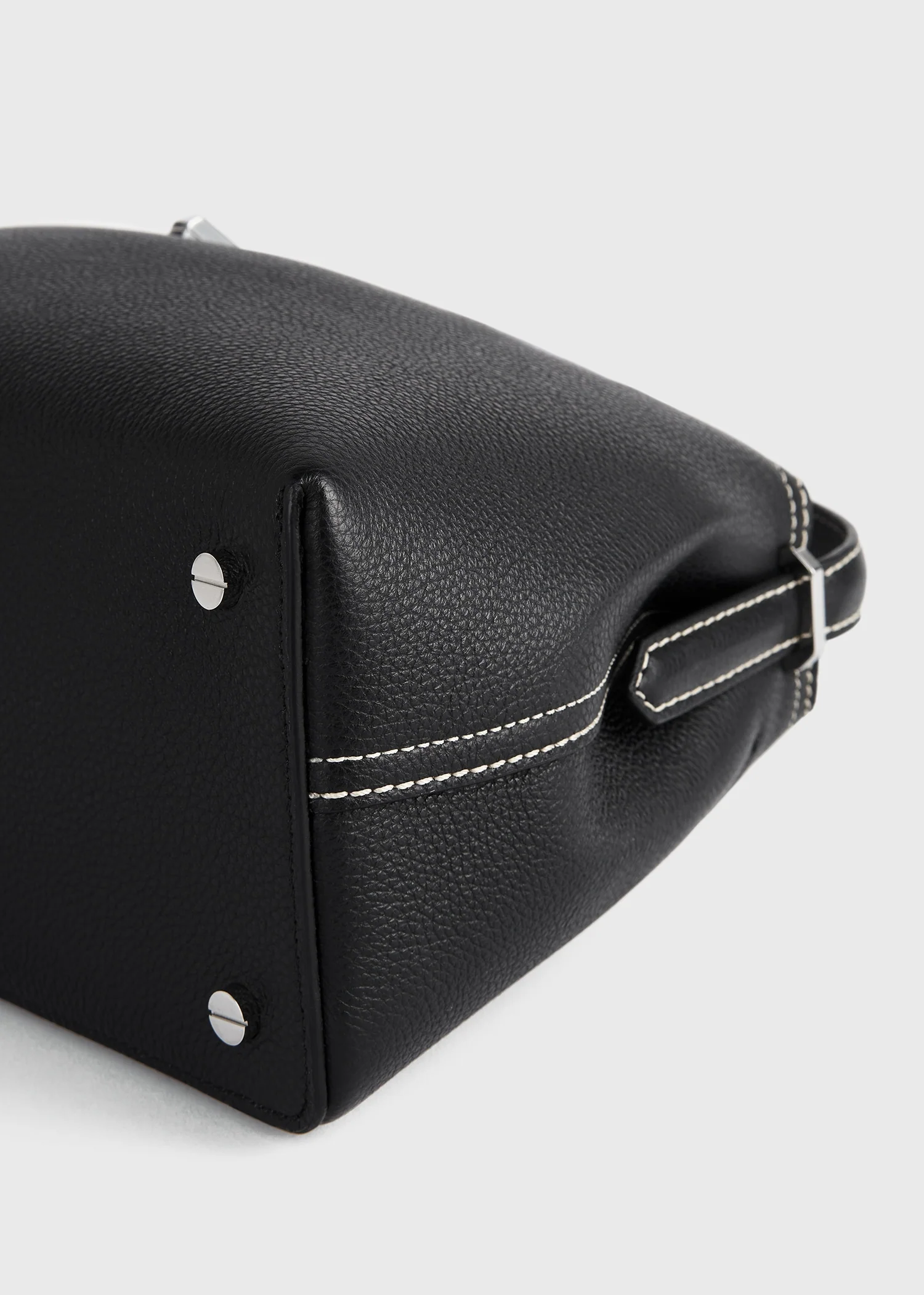T-lock grained-leather top handle black - Image 6