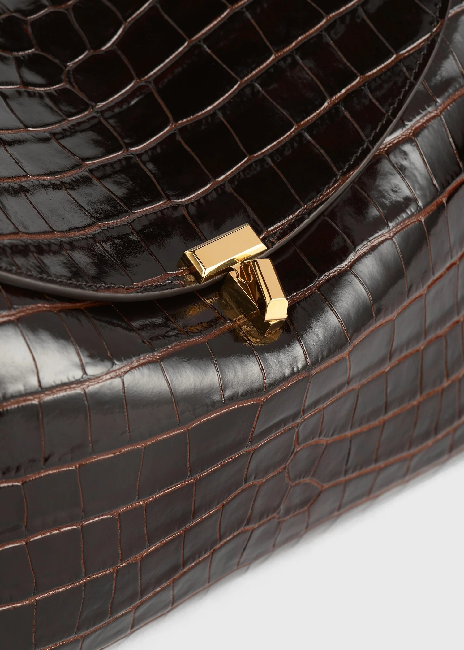 T-lock croco-embossed top handle dark brown - Image 7