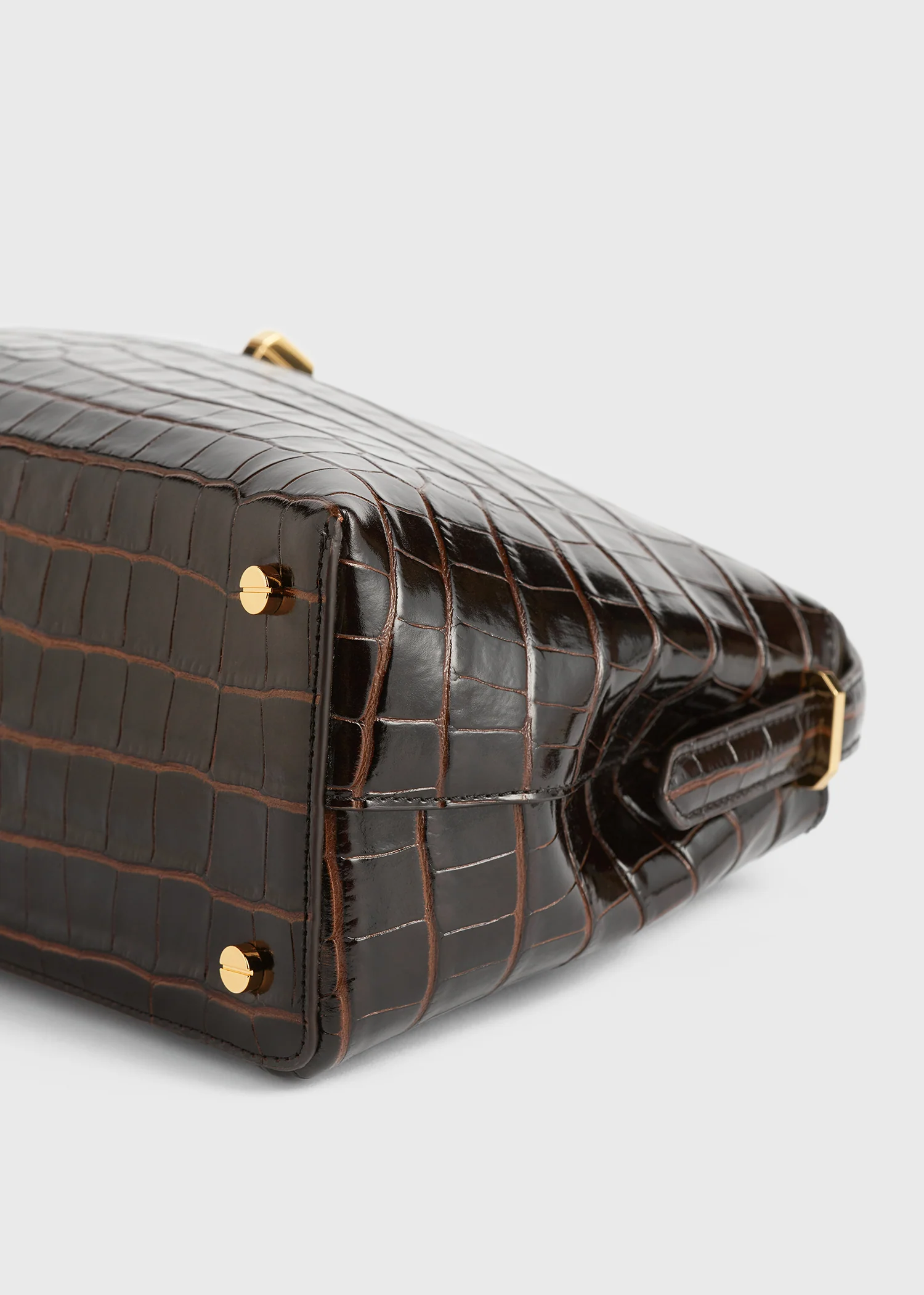 T-lock croco-embossed top handle dark brown - Image 8