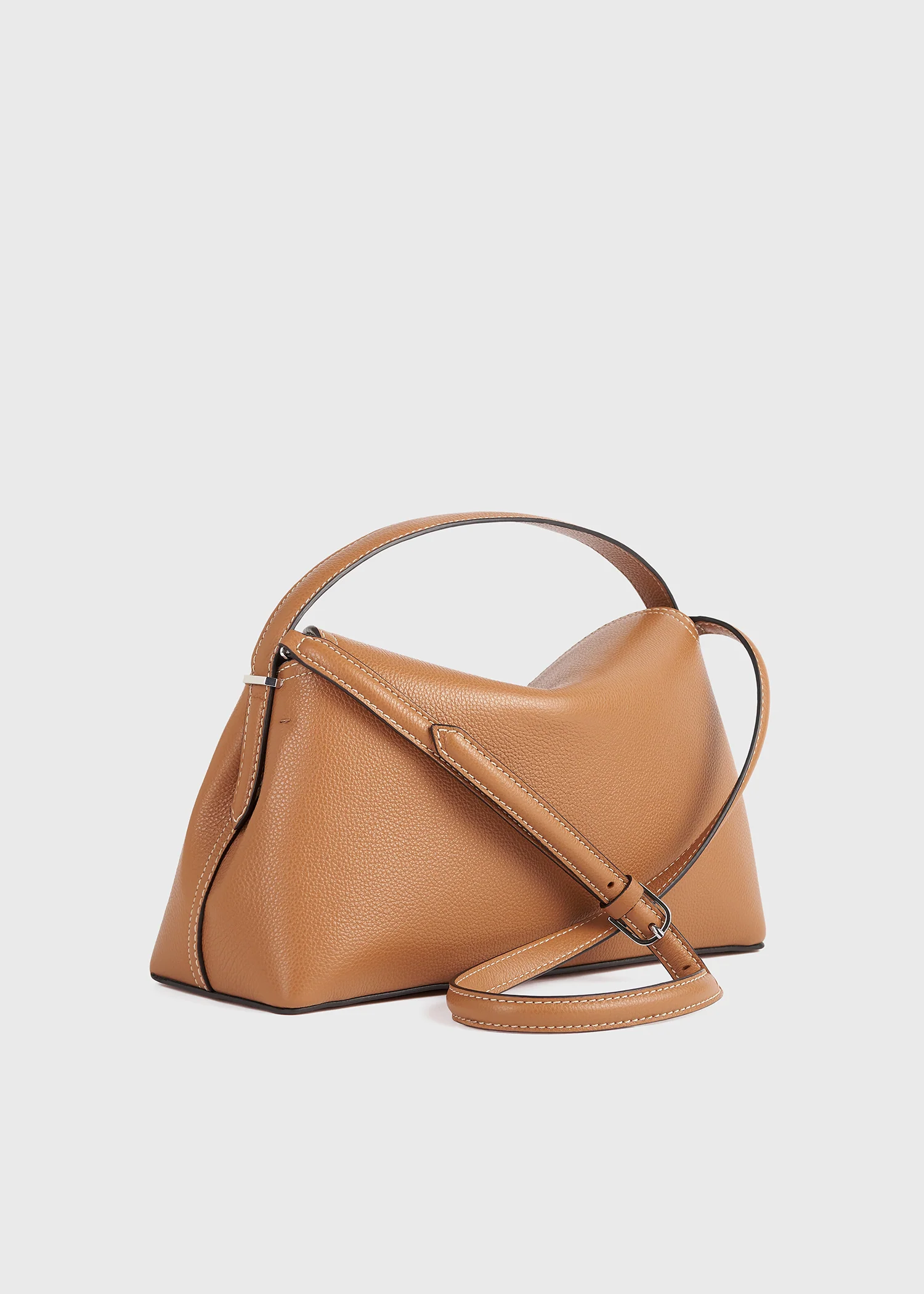 T-lock grained-leather top handle tan - Image 4