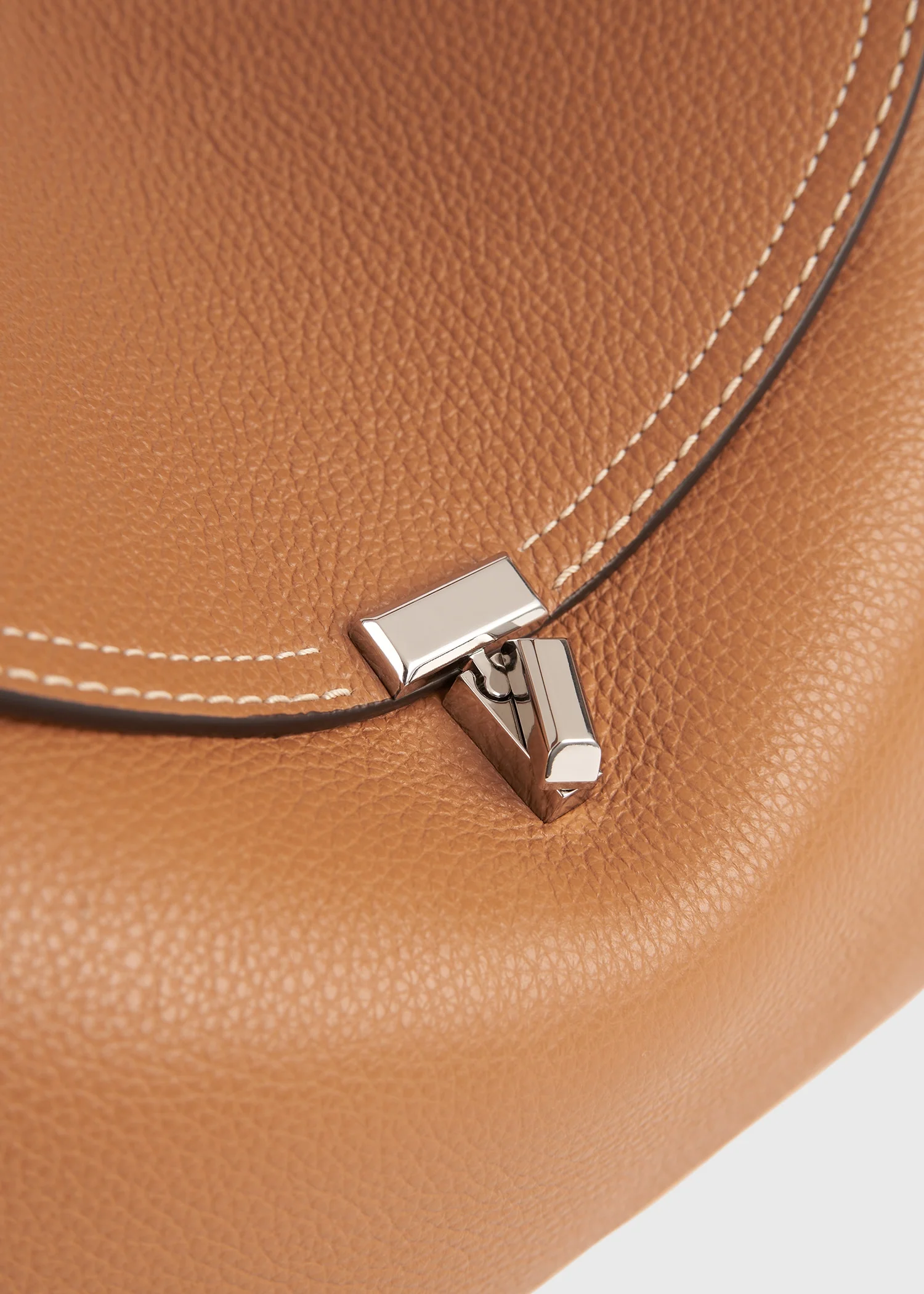 T-lock grained-leather top handle tan - Image 8