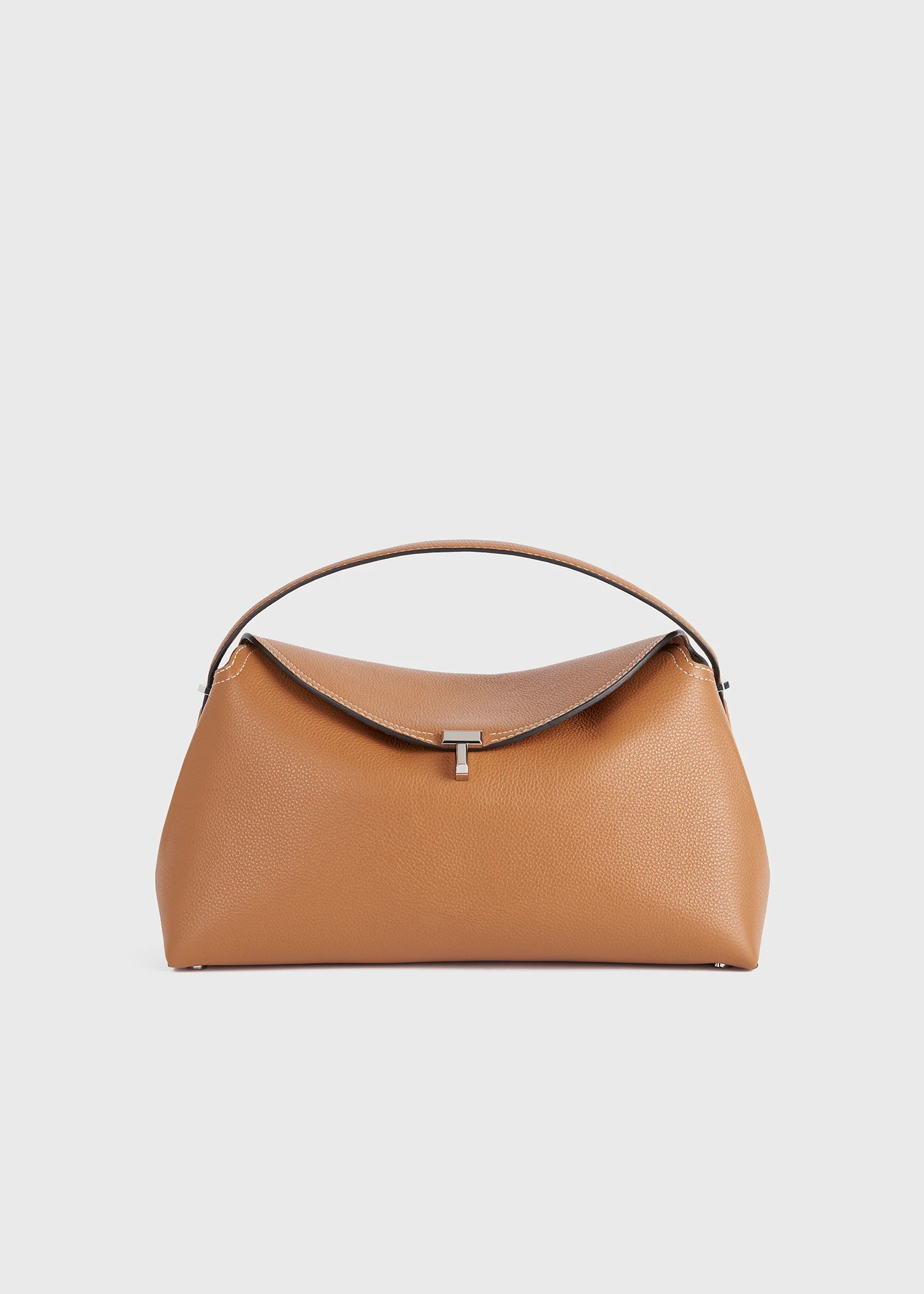 T-lock grained-leather top handle tan - Image 9