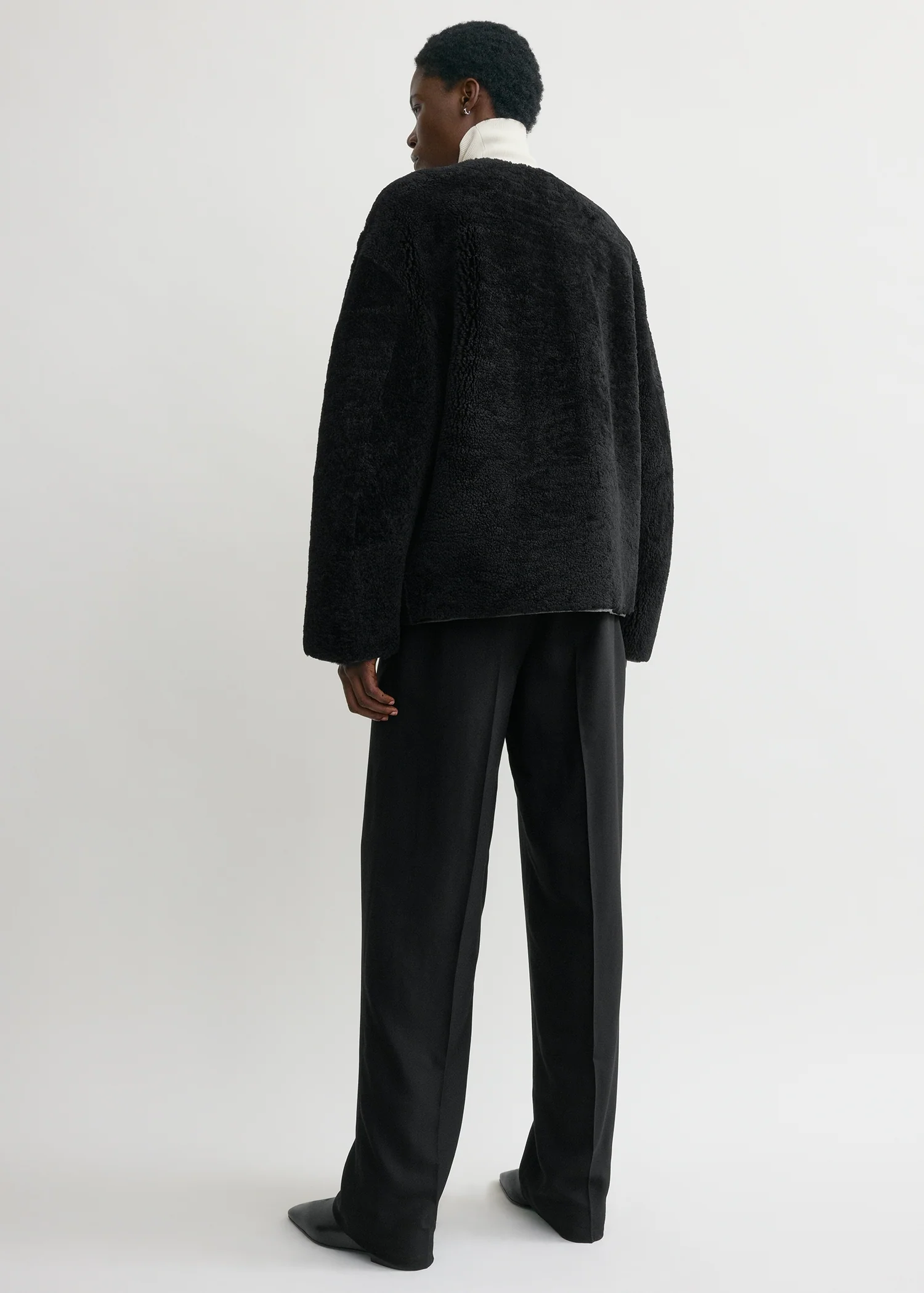 Teddy shearling clasp jacket black - Image 3