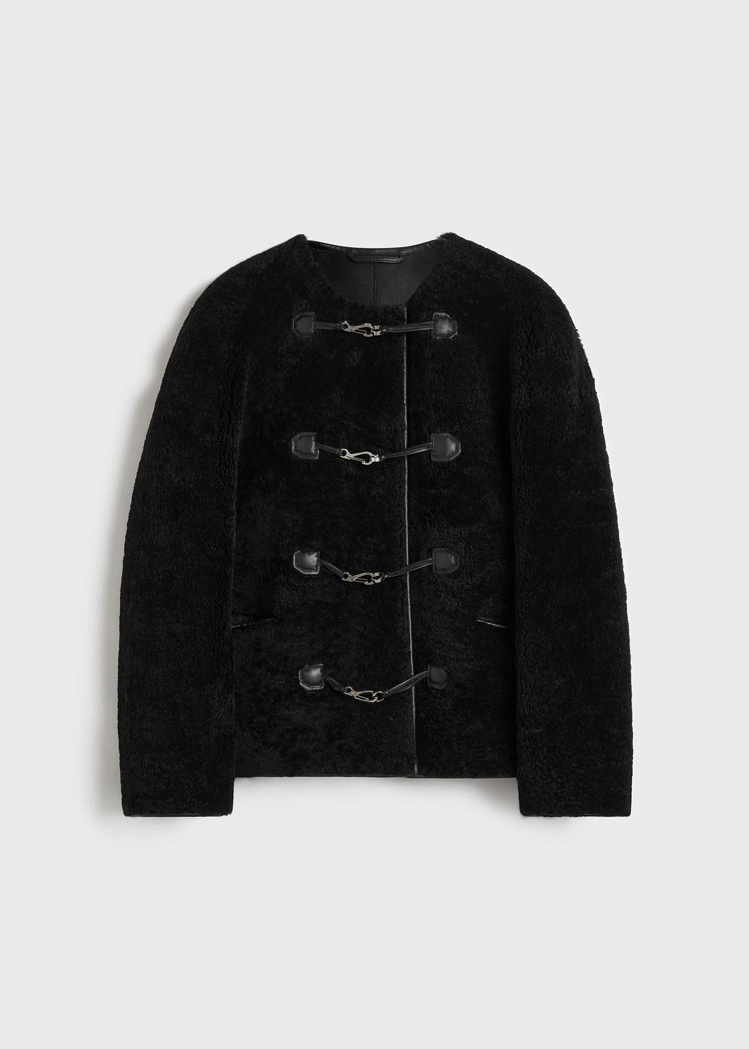 Teddy shearling clasp jacket black - Image 6