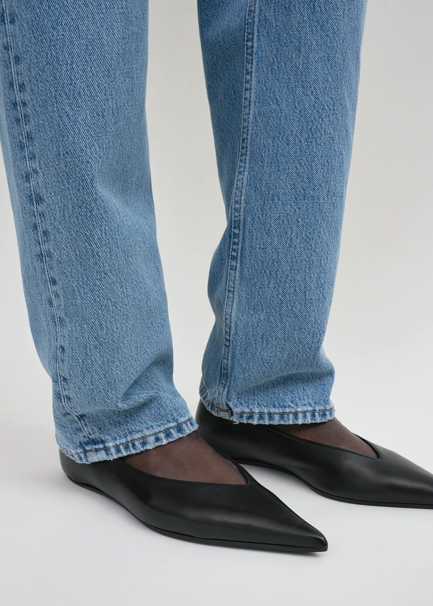 Leather asymmetric ballerinas black - Image 3