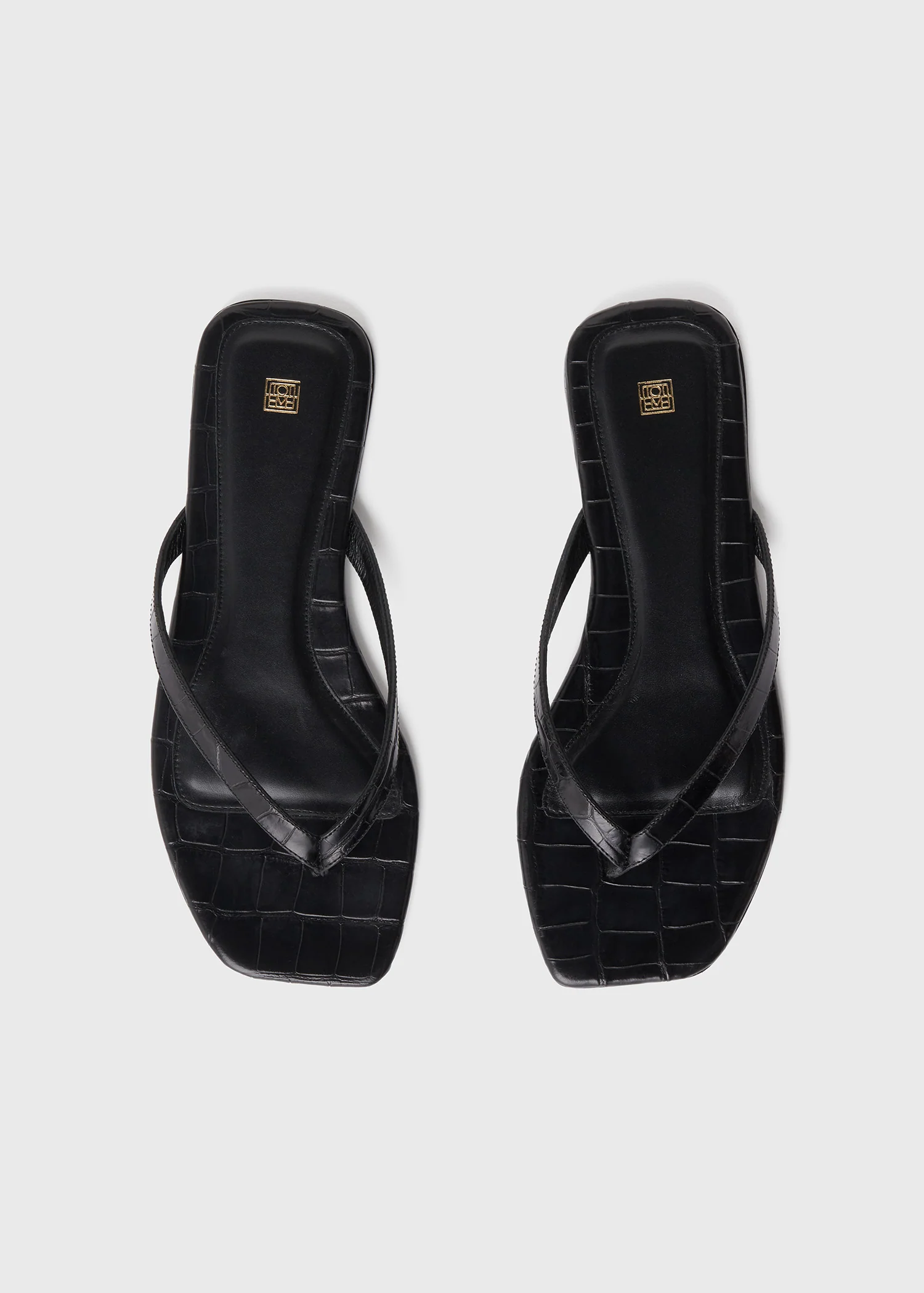 Croco-embossed flip flops black - Image 4