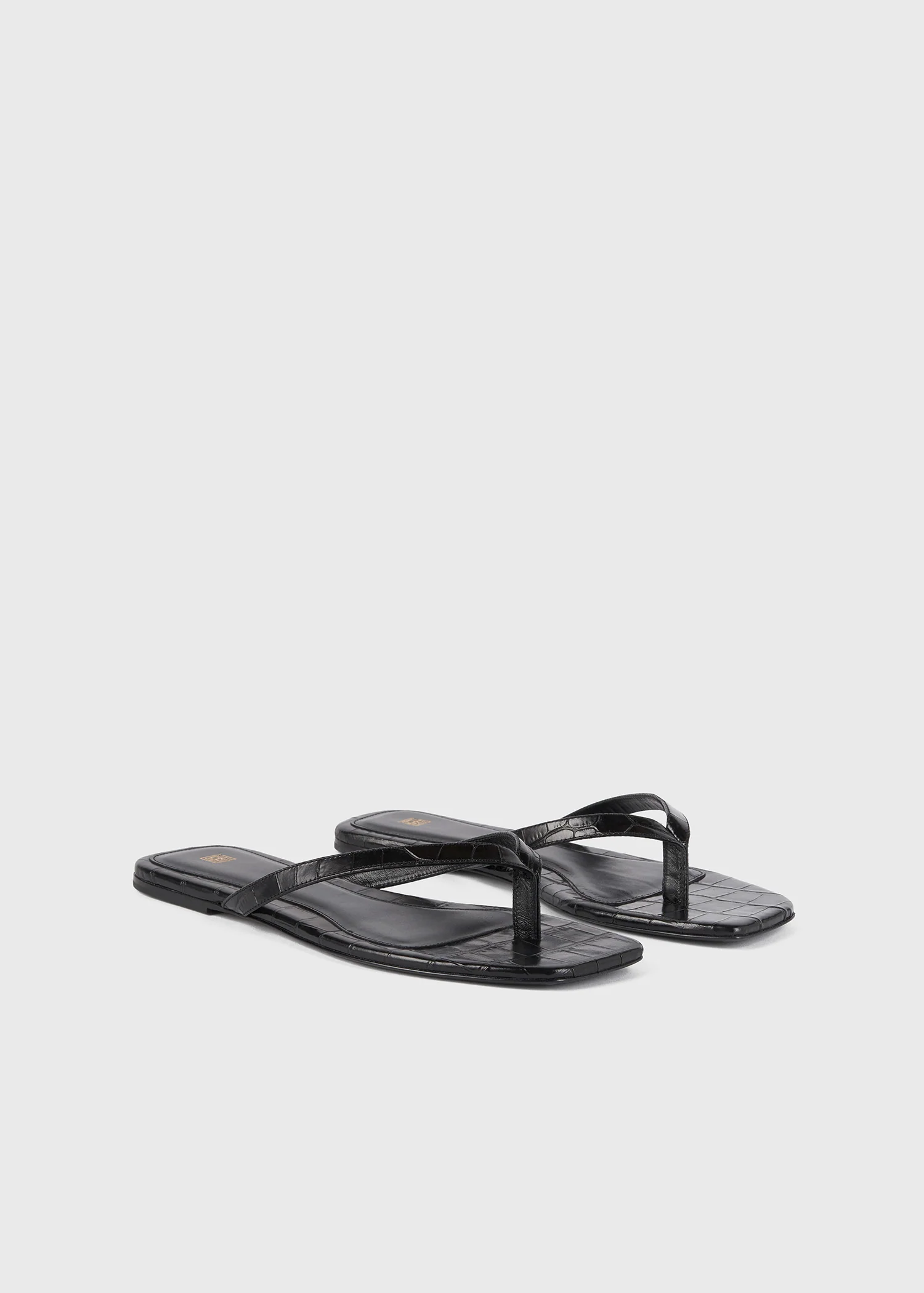 Croco-embossed flip flops black - Image 5