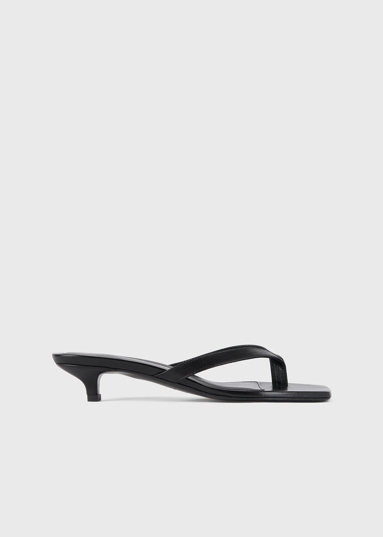 Leather heeled flip flops black - Image 8