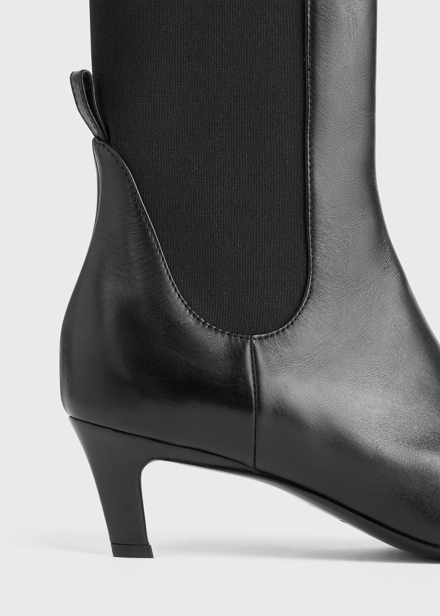 Leather mid-heel boots black - Image 4