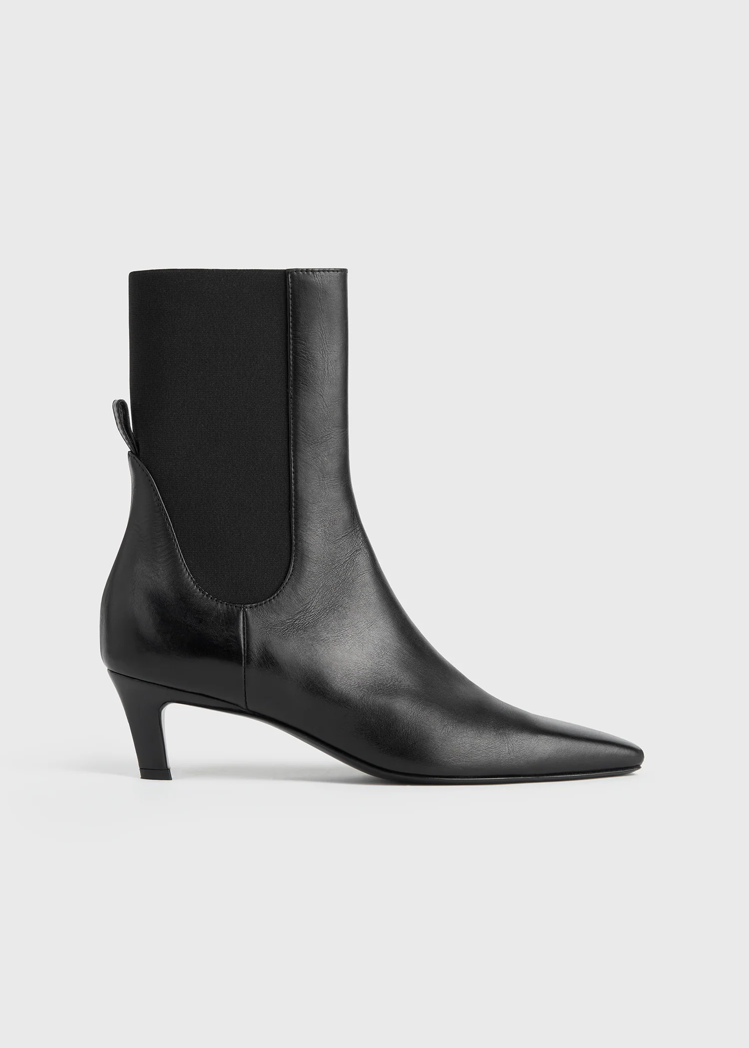 Leather mid-heel boots black - Image 7