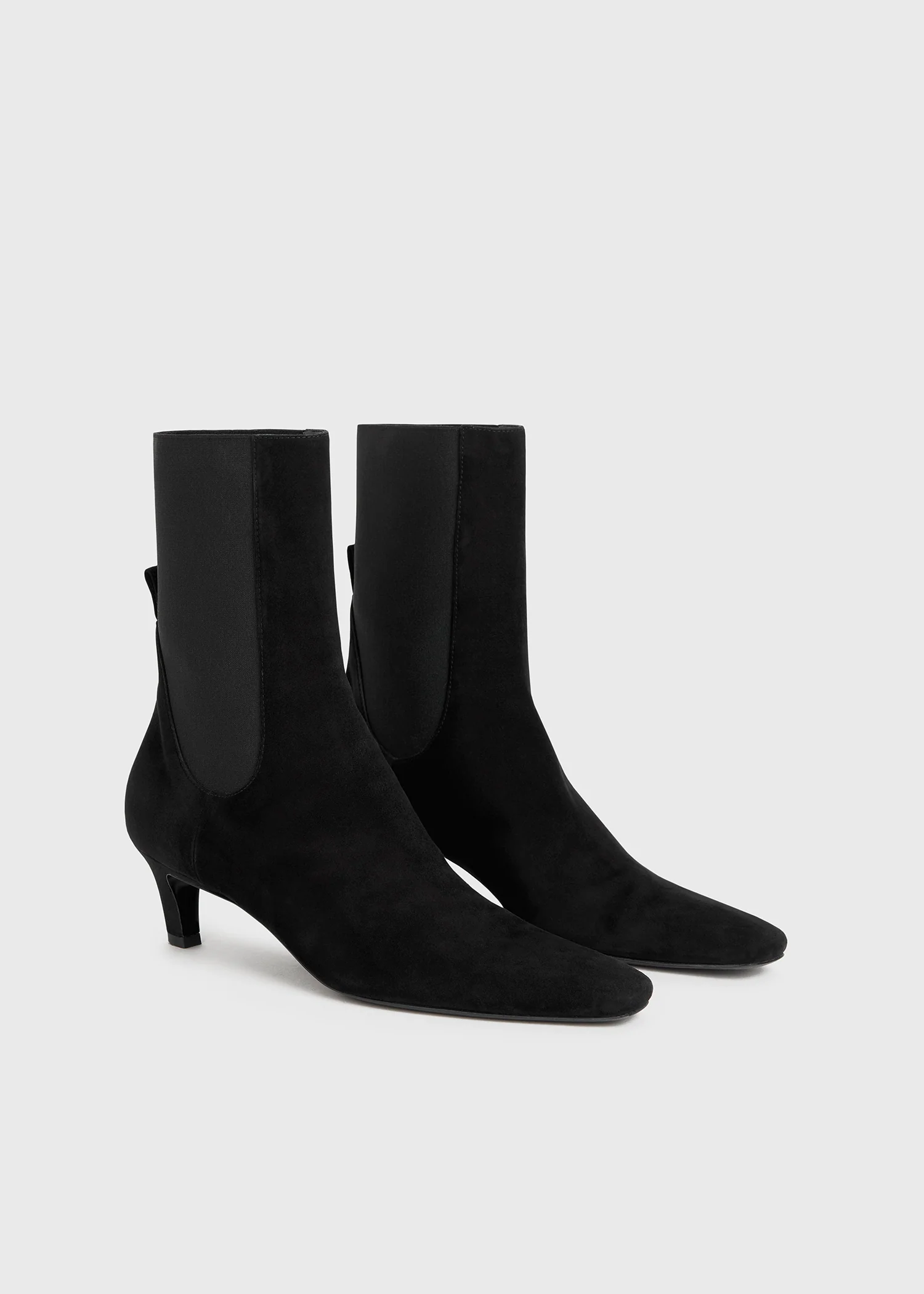 Suede mid-heel boots black - Image 6