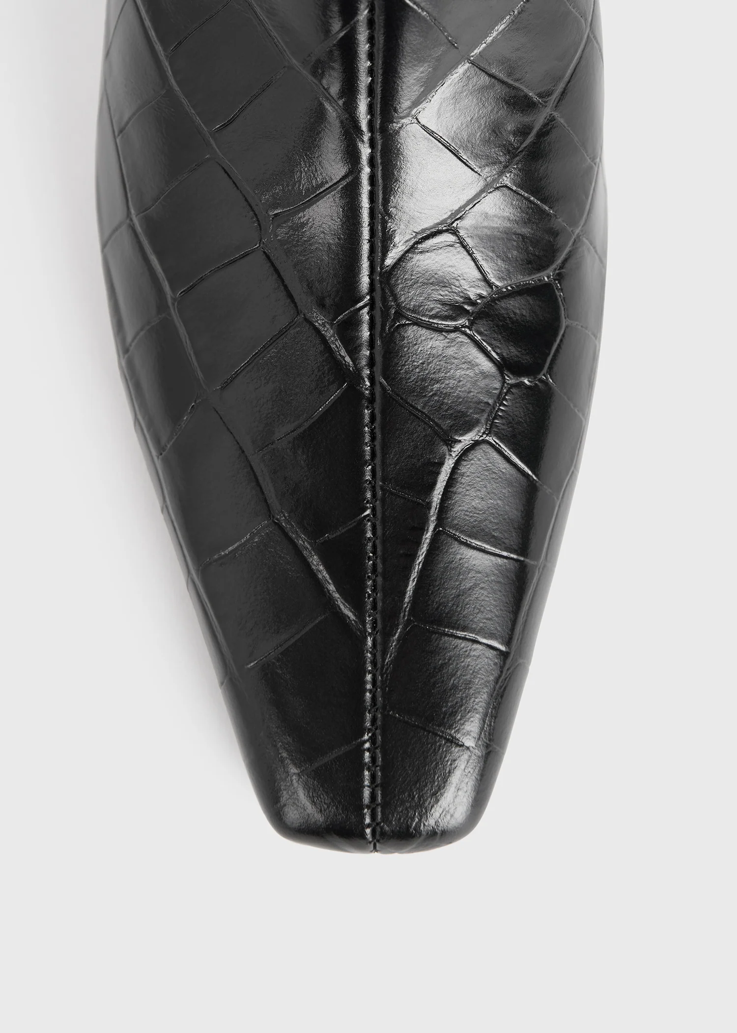 Croco-embossed mid-heel boots black - Image 4