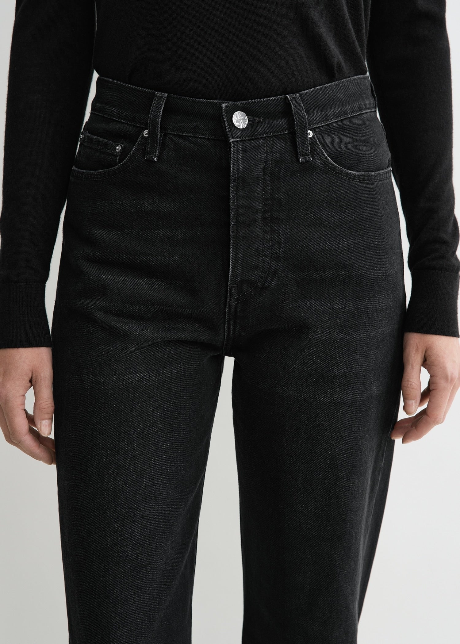 Twisted seam denim full length faded black - Image 4