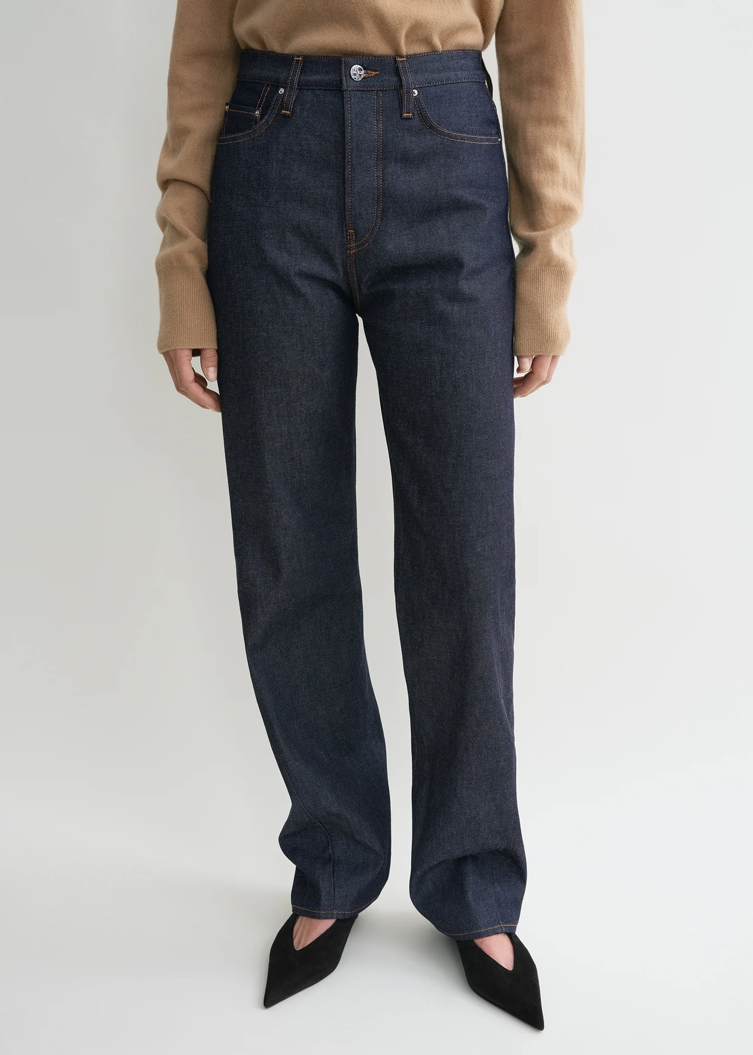 Twisted seam denim full length raw blue - Image 4