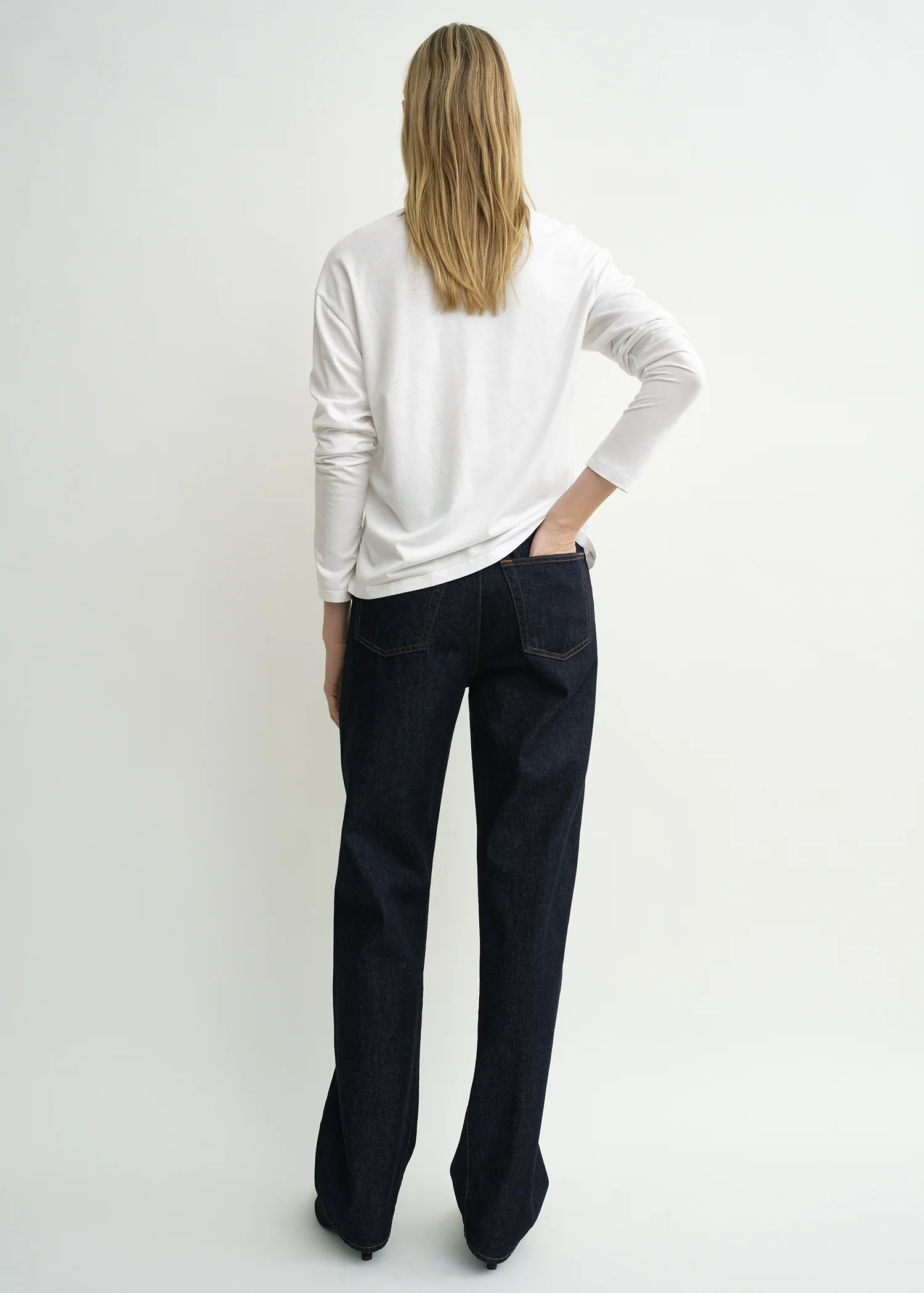 Twisted seam denim full length rinsed blue - Image 3