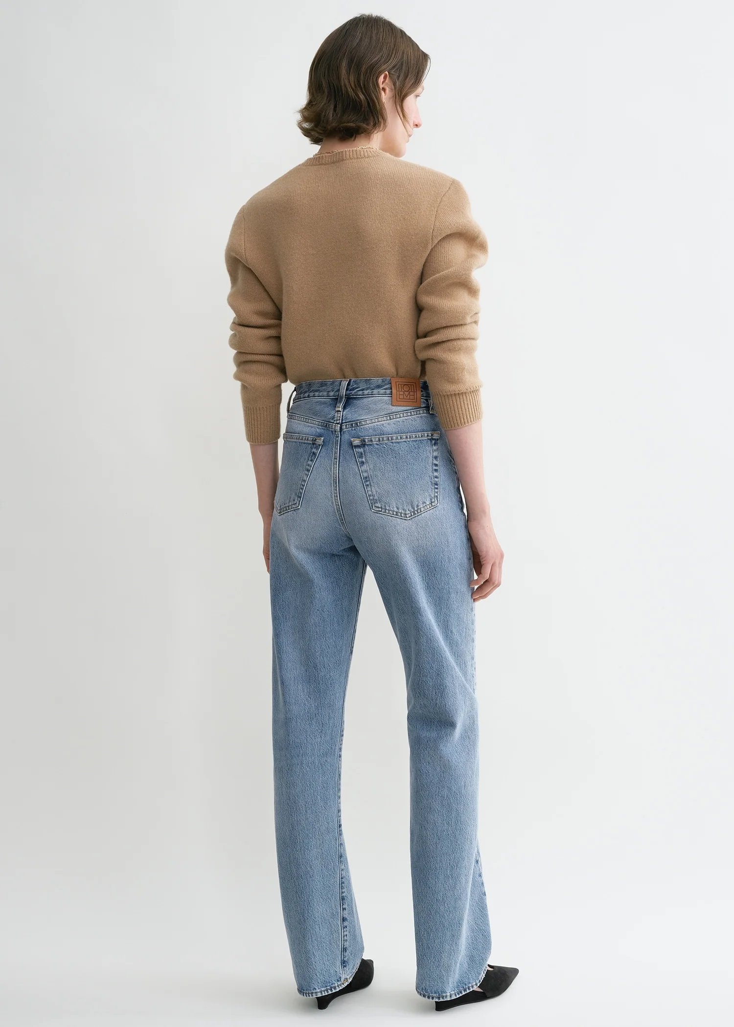 Twisted seam denim full length worn blue - Image 3