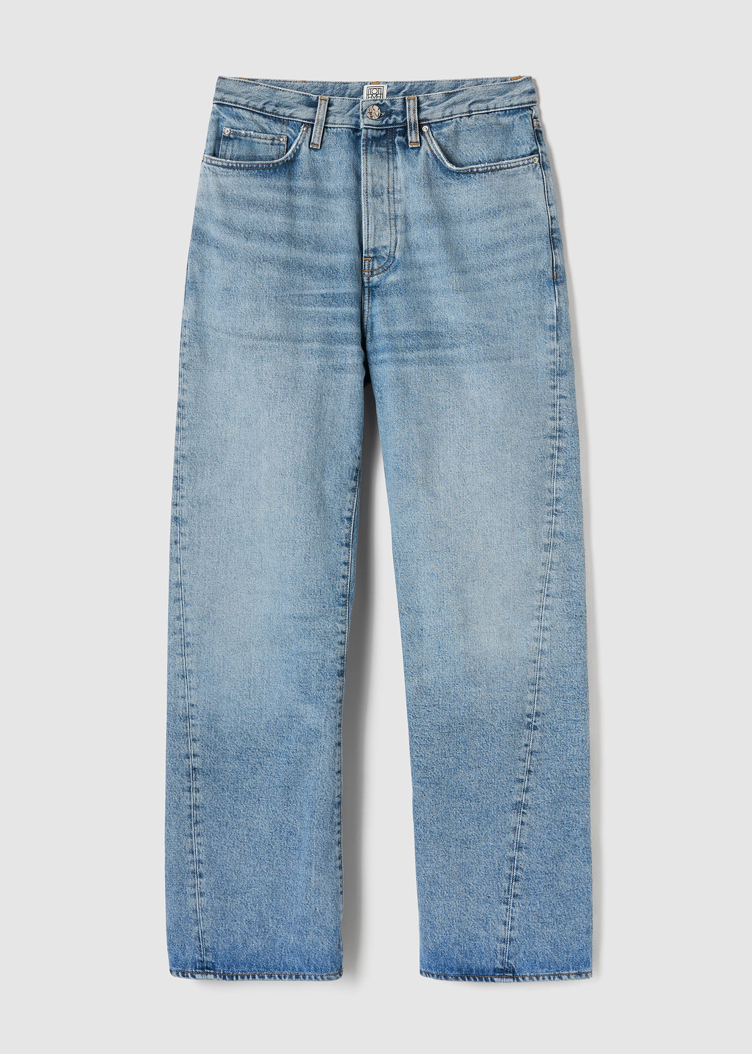 Twisted seam denim full length worn blue - Image 6