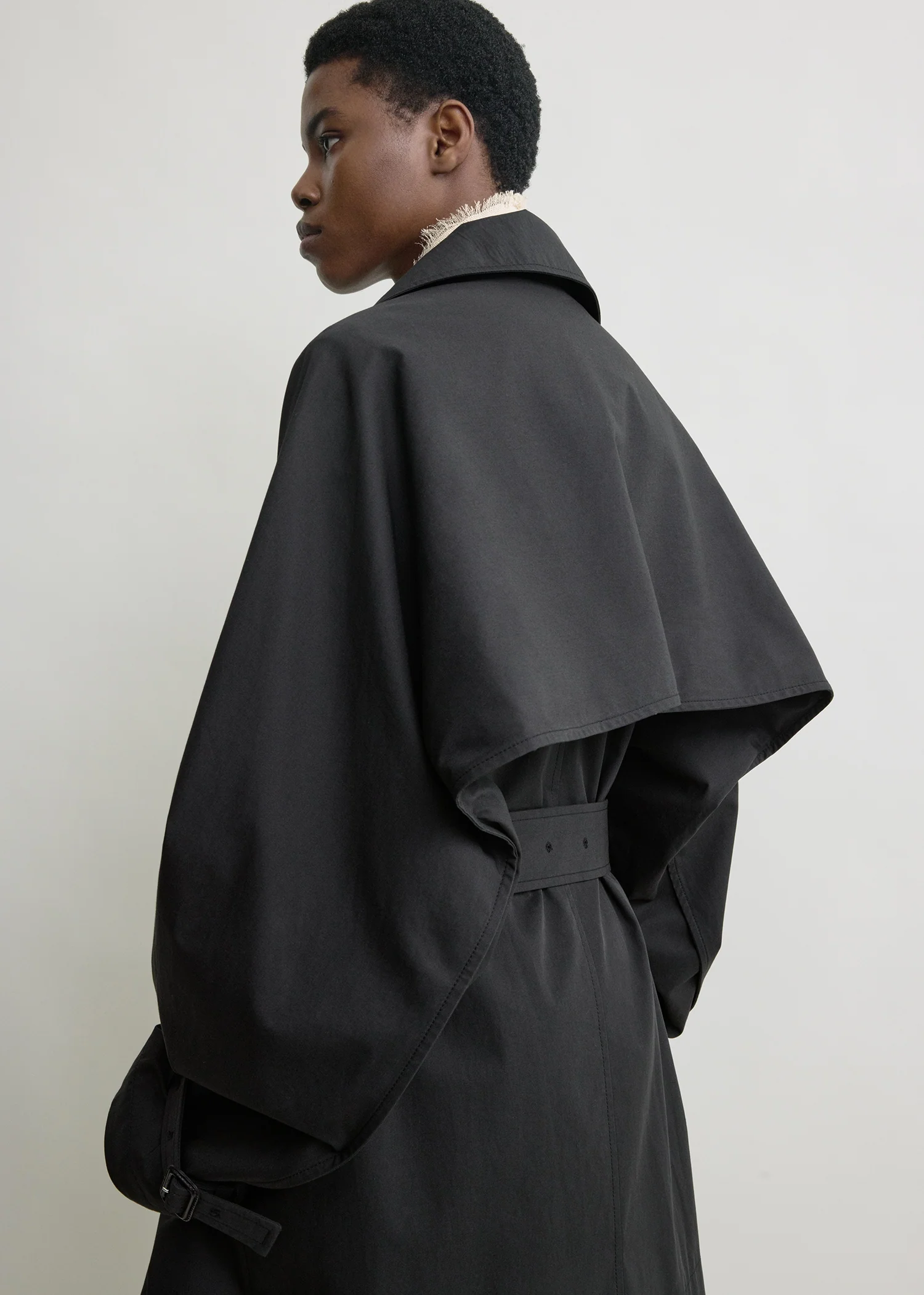 Washed cotton trench washed black - Image 5