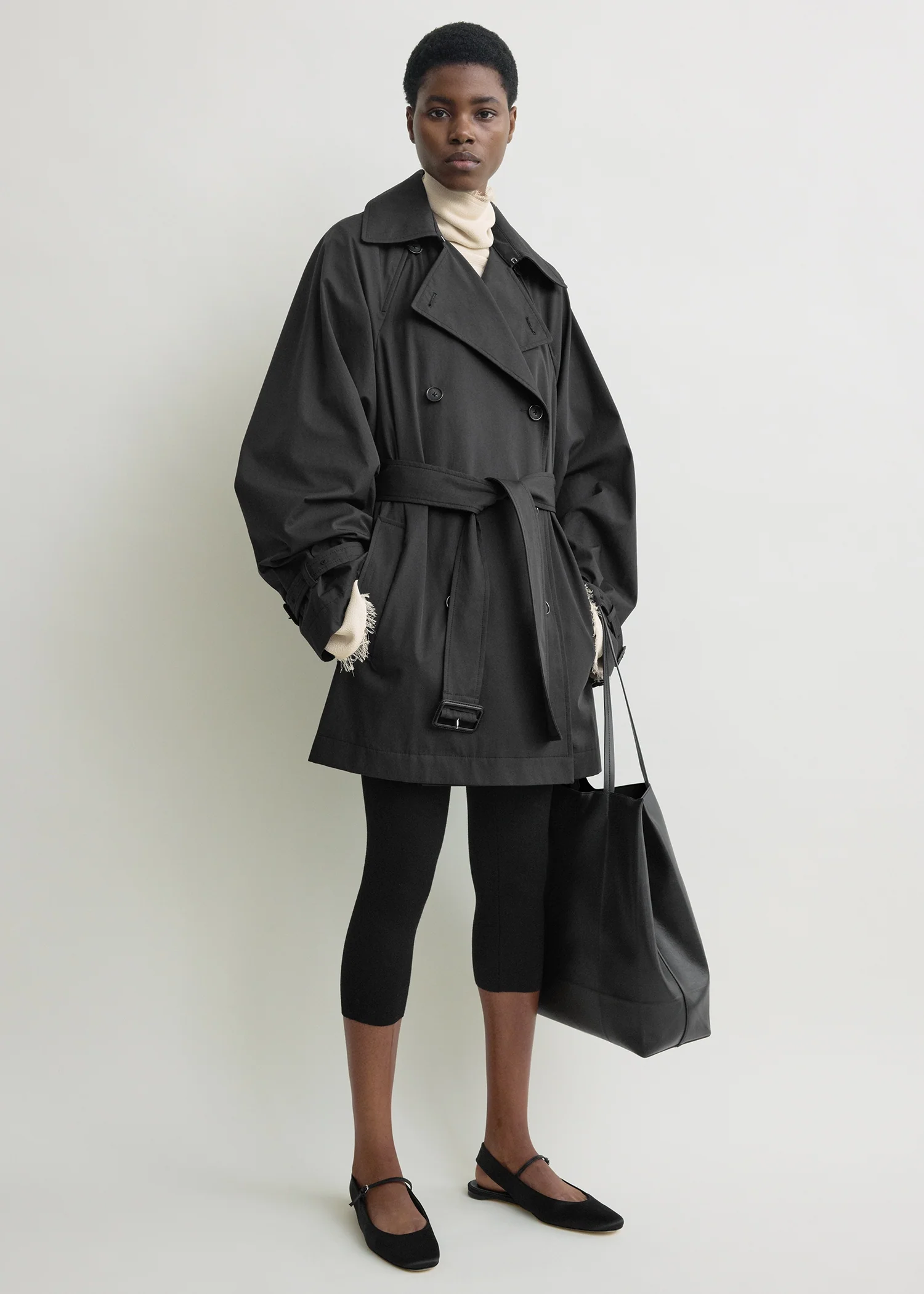 Washed cotton trench washed black - Image 6