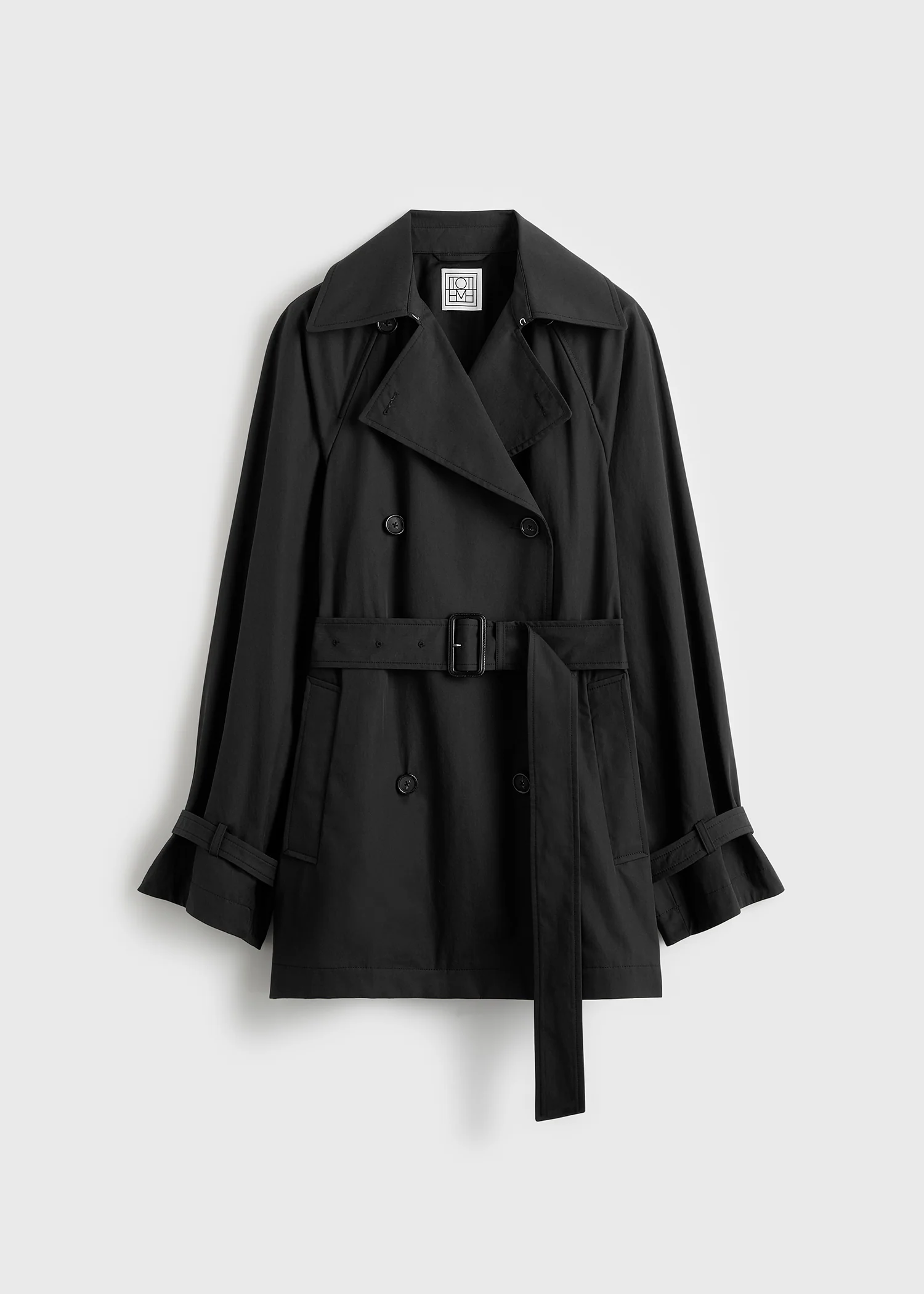 Washed cotton trench washed black - Image 7