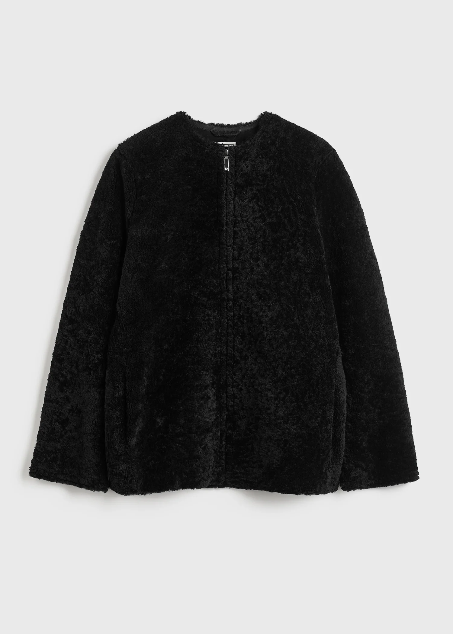 Zipped teddy shearling jacket black - Image 5